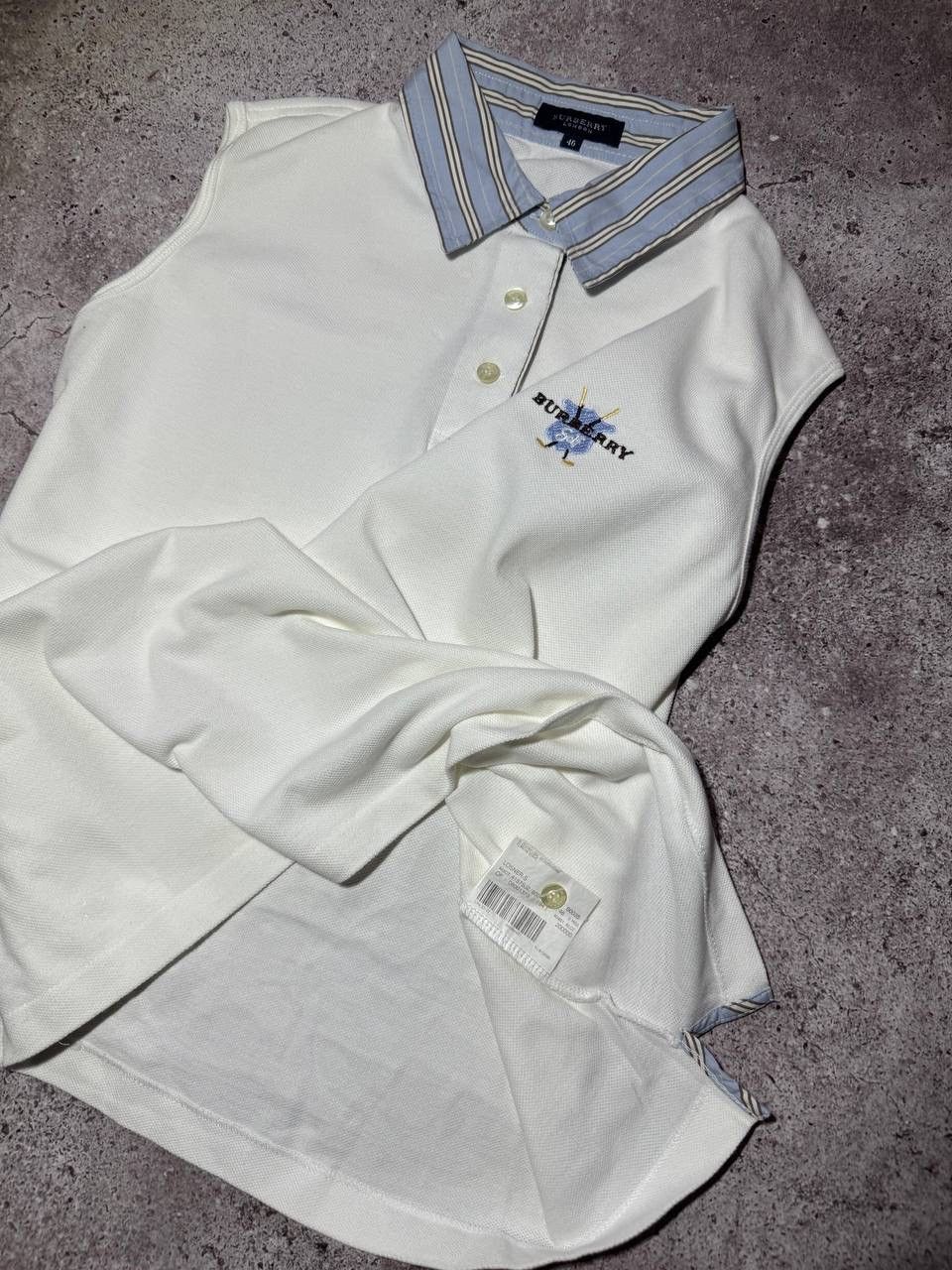 Burberry Burberry Vintage White Cotton Sleeveless T-shirt rare Size L / US 10 / IT 46 - 7 Thumbnail