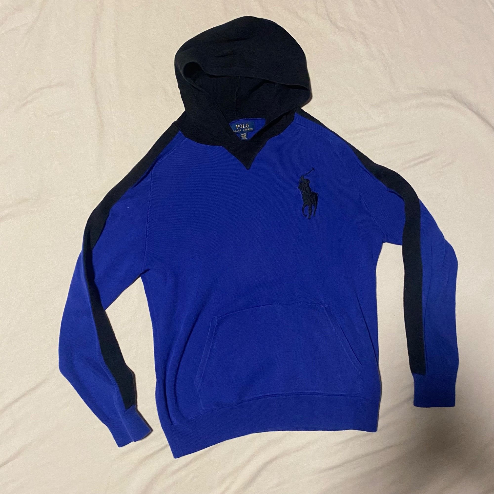 Polo Ralph Lauren Polo Ralph Lauren Boys Blue & Black Hooded Sweatshirt XL (18 Size US XL / EU 56 / 4 - 1 Thumbnail