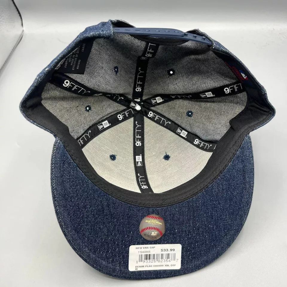 New Era Chicago White Sox Hat Men Blue Denim Flag Snap Back Cap New Size ONE SIZE - 4 Thumbnail
