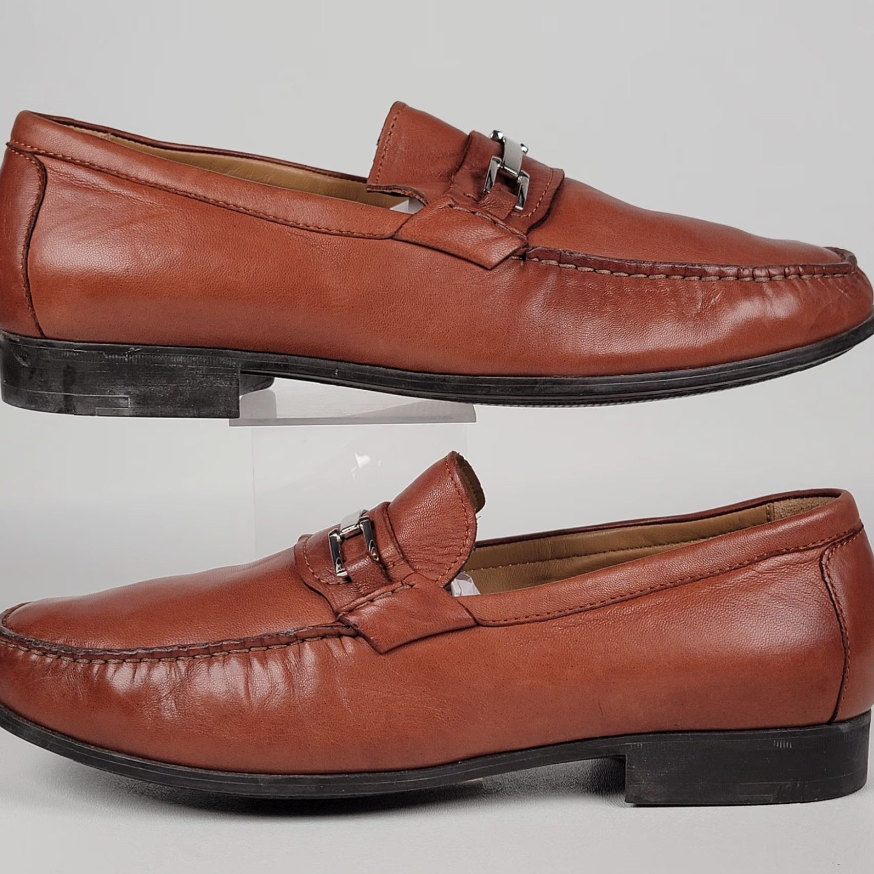 Johnston & Murphy Johnston & Murphy Brown Men's Leather Slip On Driving Loafers Penny Style 9.5 M Dress Shoes Size US 9 / EU 42 - 5 Thumbnail