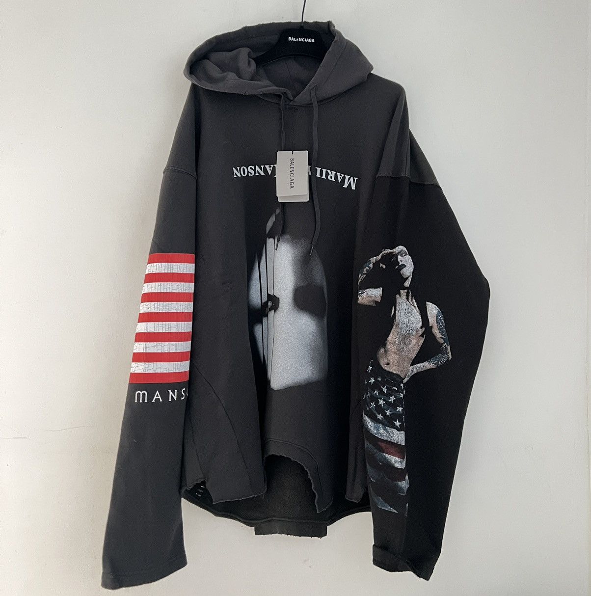 Pre-owned Balenciaga Marilyn Manson Reconstructed Hoodie In Black