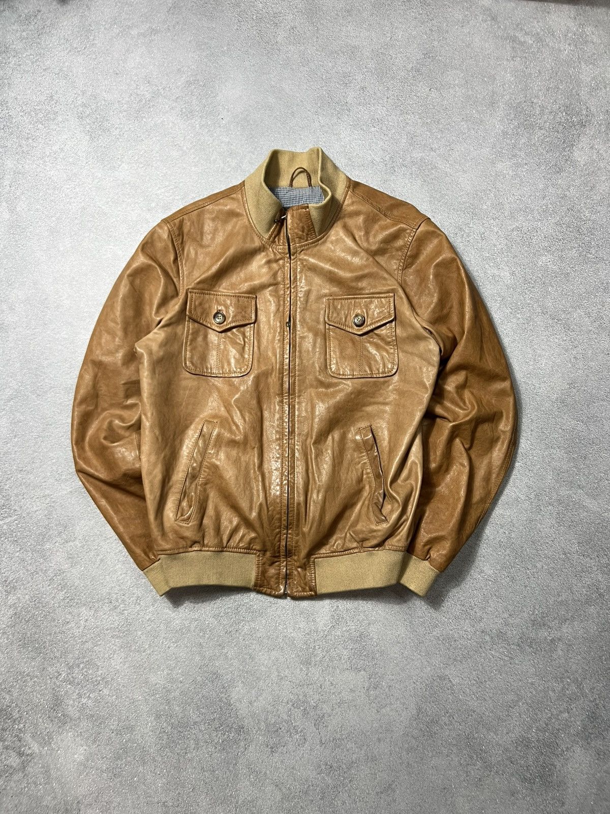Genuine Leather × Japanese Brand Rare Hype Mens Brown Genuine Leather Jacket Size US M / EU 48-50 / 2 - 1 Thumbnail