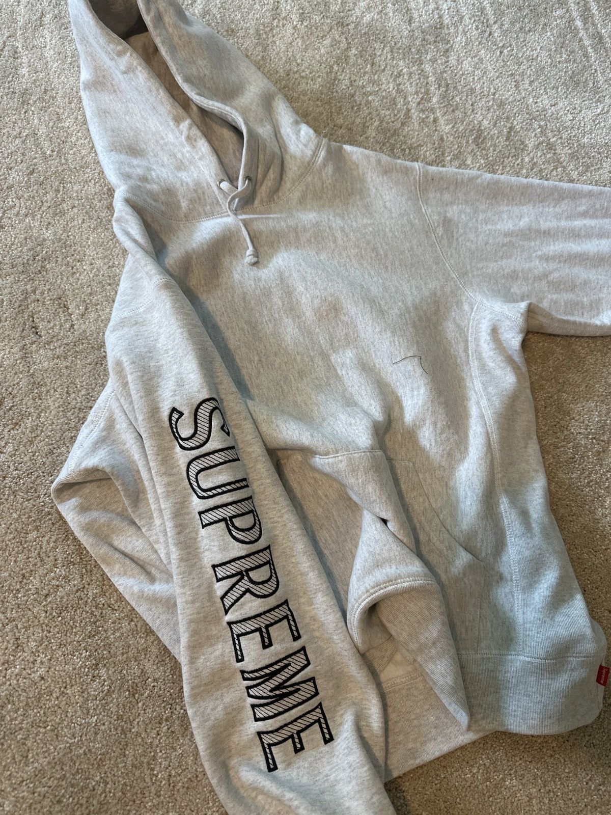 Supreme Supreme Sleeve Embroidery Hooded Ash Grey Sweatshirt Size US M / EU 48-50 / 2 - 2 Thumbnail