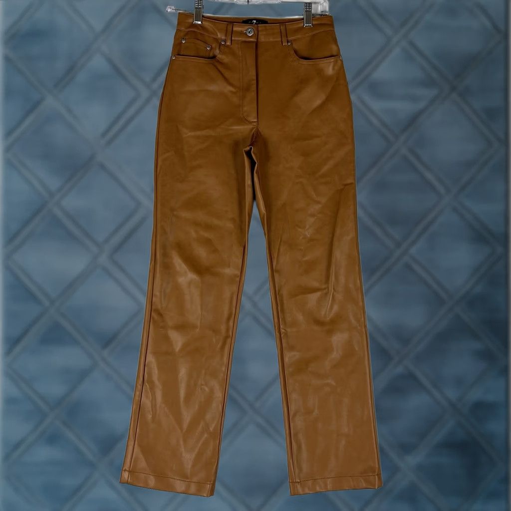 7 For All Mankind 7 For All Mankind Faux Leather Wide-Leg Cropped Pants Women's XS Tan Casual Size 26" / US 2 / IT 38 - 1 Thumbnail
