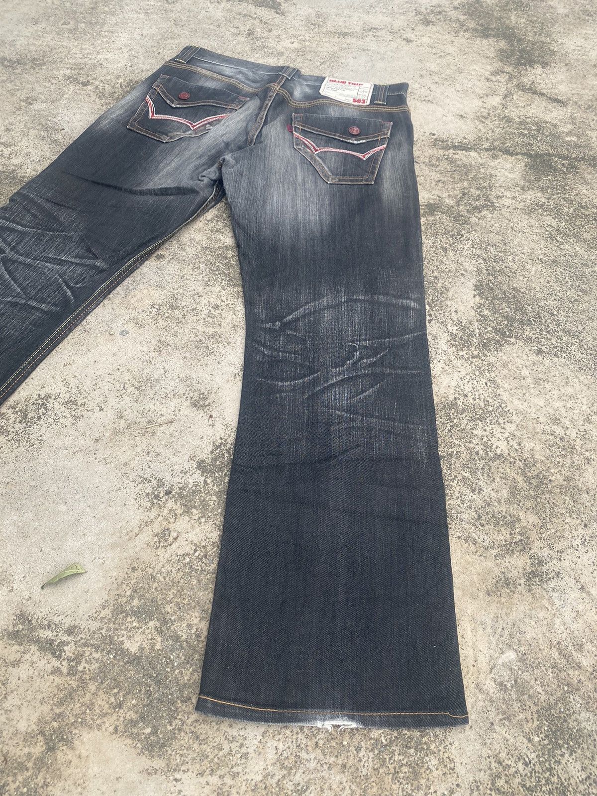 Edwin × Vintage Flare Jeans Vintage y2k Edwin Distress Clawmark Bootcut Size US 35 - 14 Thumbnail
