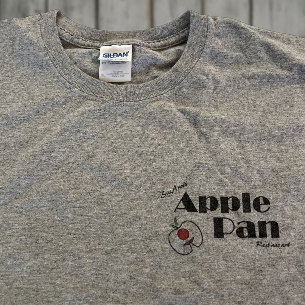Gildan VINTAGE Sue Ann’s Apple Pan T Shirt XL Gray Cotton Blend Men Graphic Tee 1980s Restaurant Prescott Az Size US XL / EU 56 / 4 - 1 Thumbnail