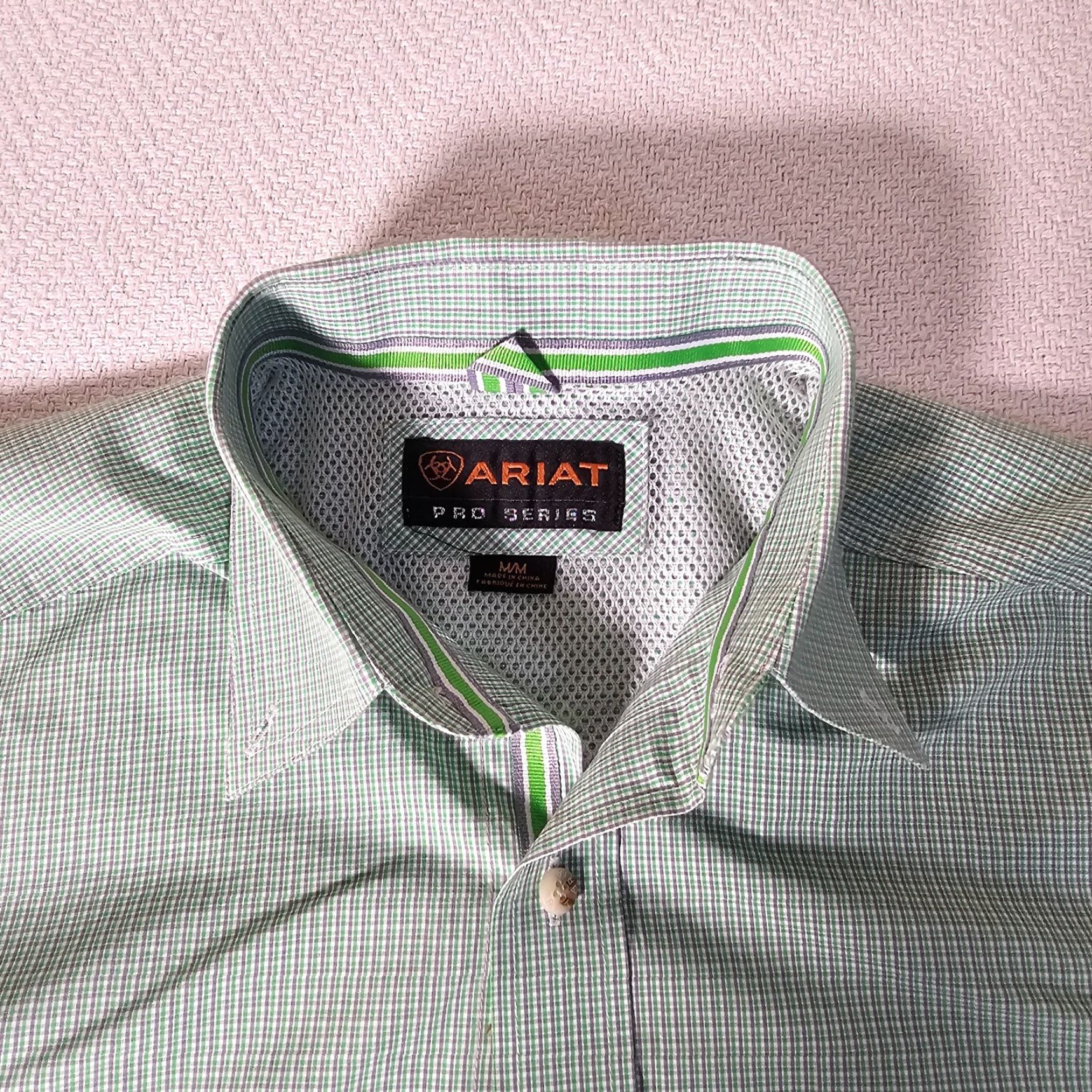 Ariat Ariat Pro Series Button-Down Shirt Men's Medium Check Short Sleeve Western Cowboy Green Size US M / EU 48-50 / 2 - 2 Thumbnail
