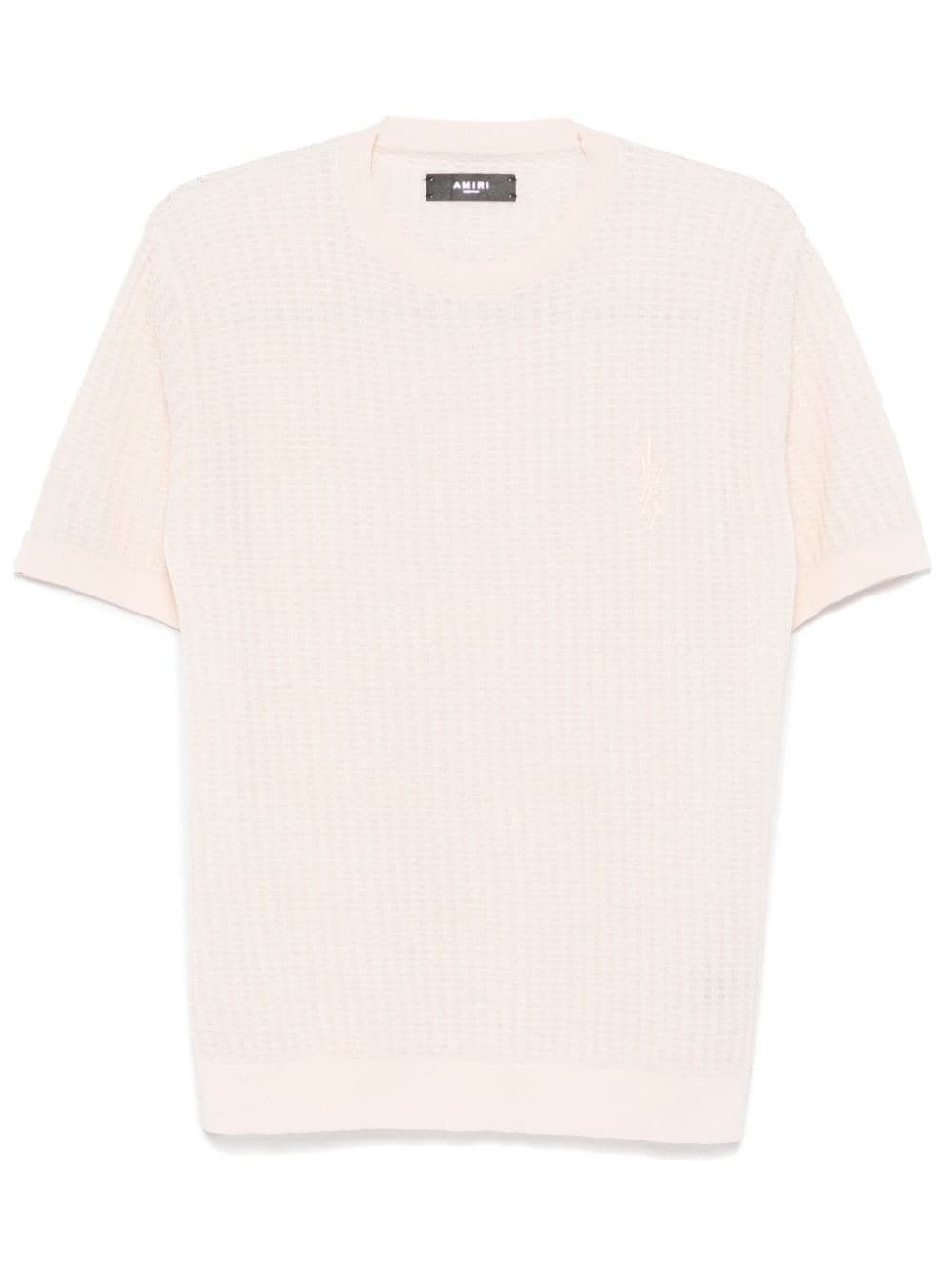 Amiri o1orln1025 Pointelle-Knit T-Shirt in Ivory Size US XL / EU 56 / 4 - 1 Thumbnail