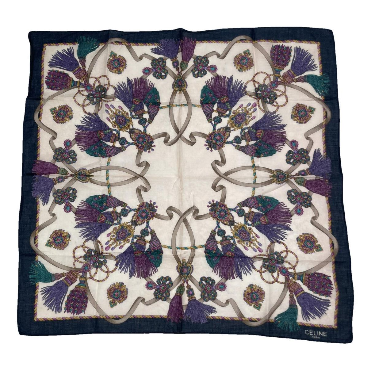 Celine Navy Silk Scarf Size ONE SIZE - 1 Thumbnail