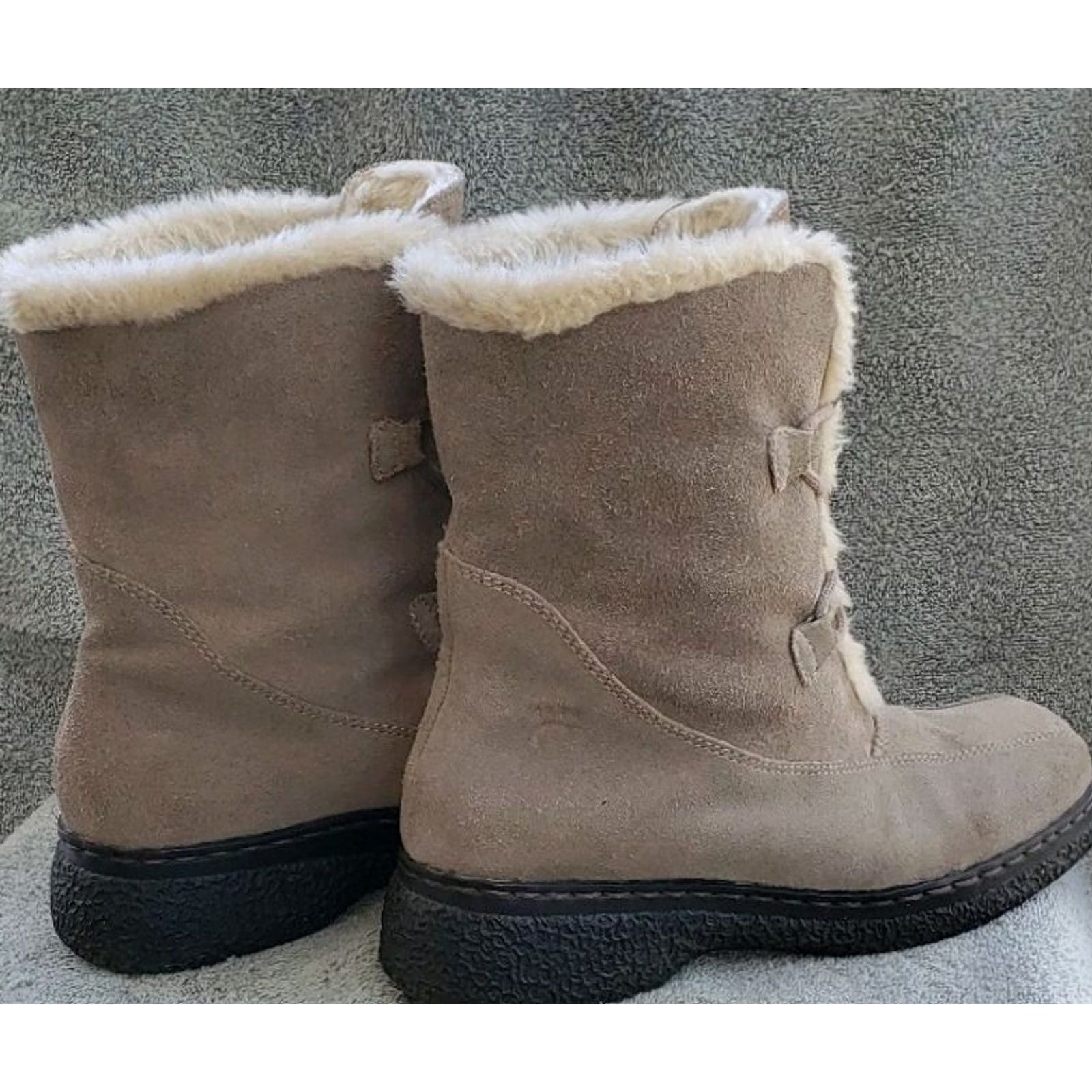 Vintage Bare Traps Whitney Women's Beige Shearling Lace-up Boots Size 9M Size US 10 / IT 40 - 3 Thumbnail