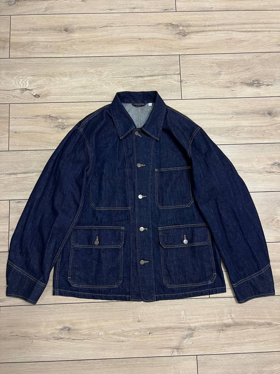 Uniqlo Uniqlo U Denim Work Wear Jacket Shirt sz L Front Pockets Size US L / EU 52-54 / 3 - 1 Thumbnail