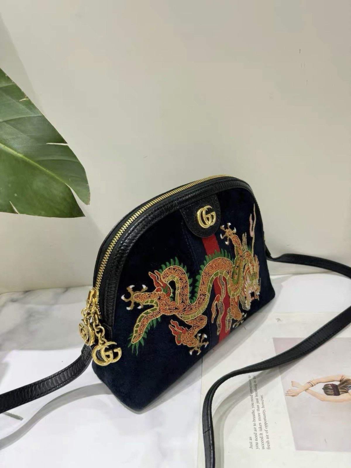 Gucci Gucci Dragon Ophidia Suede Small Crossbody Bag Size ONE SIZE - 5 Thumbnail