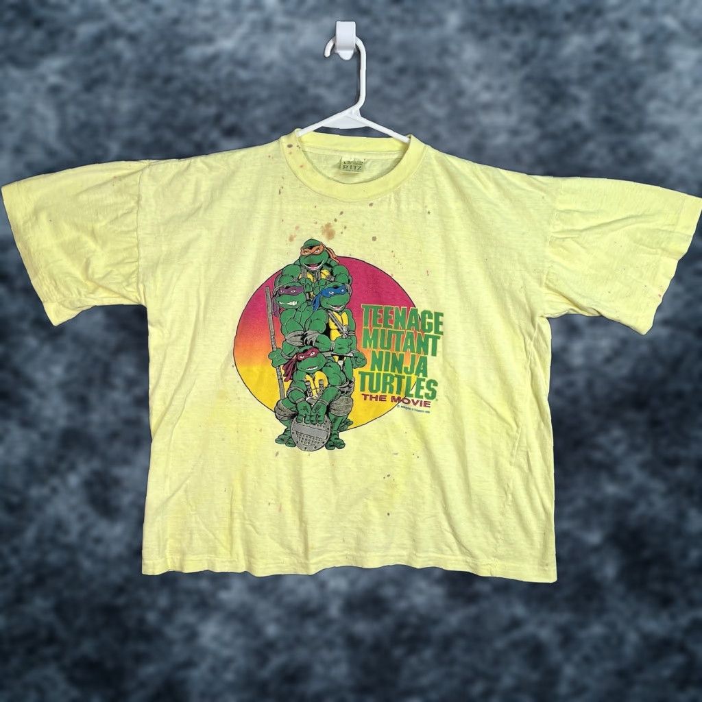 Vintage VINTAGE 90s Ritz Teenage Mutant Ninja Turtles Movie Graphic Tee Adult Large Yellow Mens Size US L / EU 52-54 / 3 - 1 Thumbnail