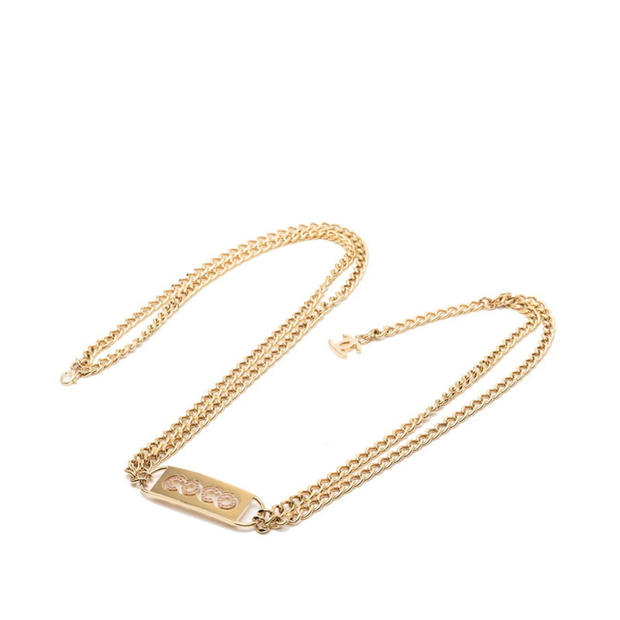 Chanel Chanel Coco Mark Chain Belt, Gold and Pink Plated Rhinestones, Women's CHANEL Size ONE SIZE - 1 Thumbnail