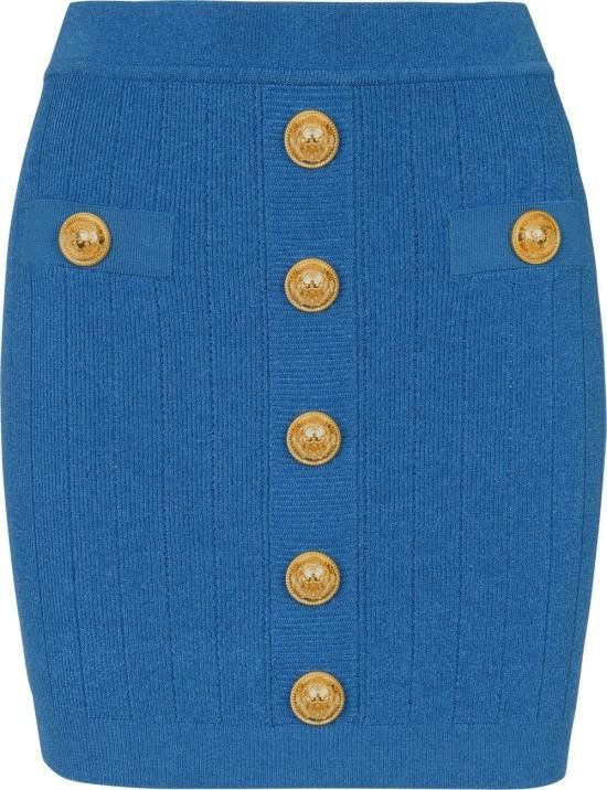 Balmain BALMAIN Women Mid Skirts AF0LB290 KB076KF Blue Size 27" / US 4 / IT 40 - 1 Thumbnail
