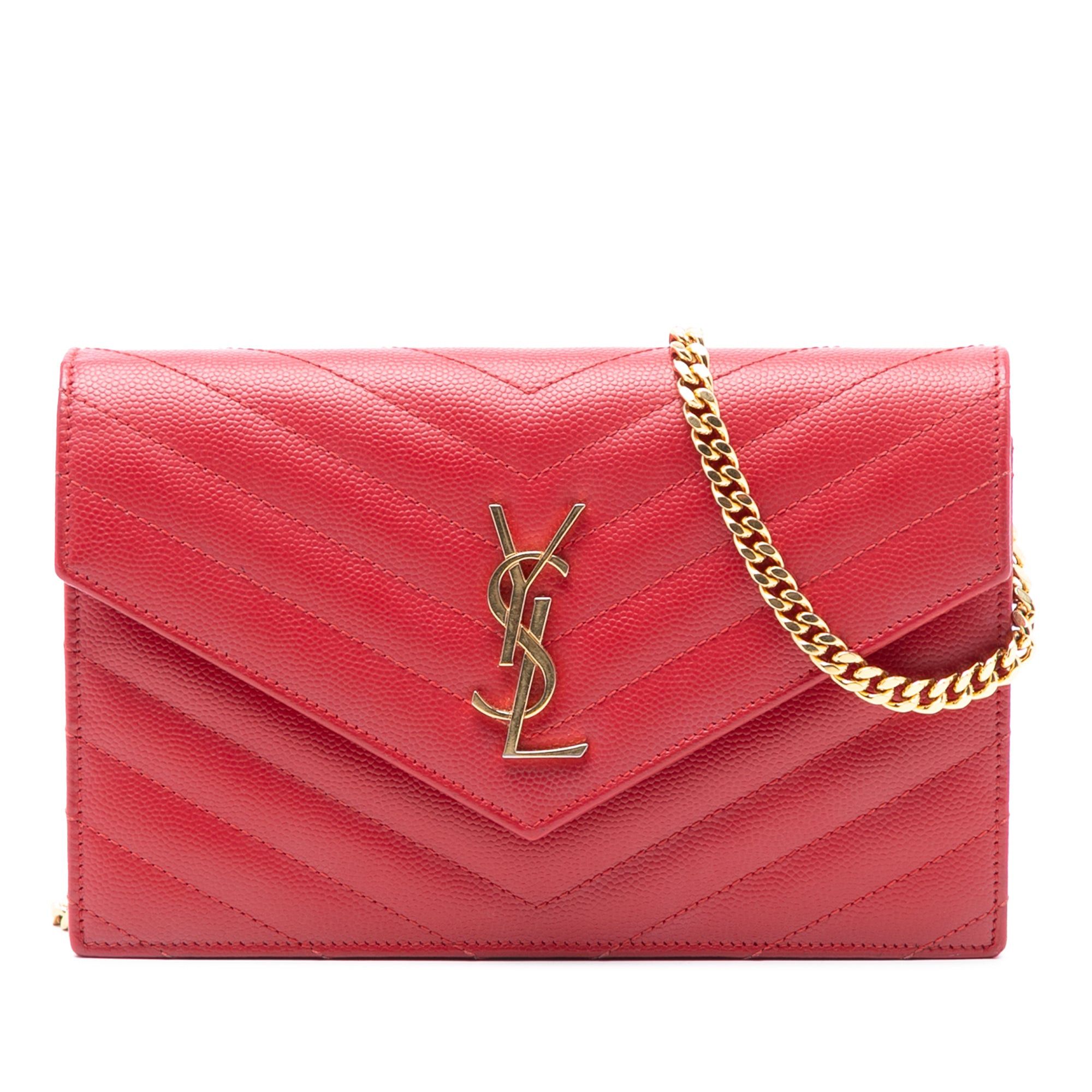 Saint Laurent Paris Grain De Poudre Cassandre Envelope Chain Wallet Size ONE SIZE - 1 Thumbnail