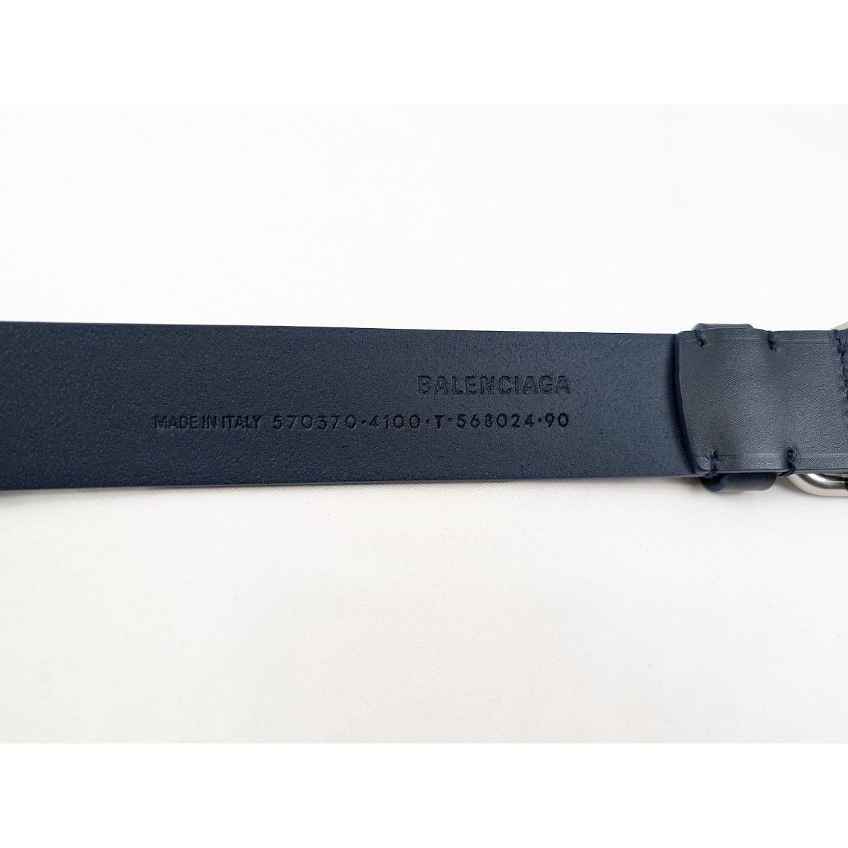 Balenciaga o1rshd1 Size:90 CM / Natural Calf Large BB Belt in Navy Blue Size 36 - 6 Thumbnail