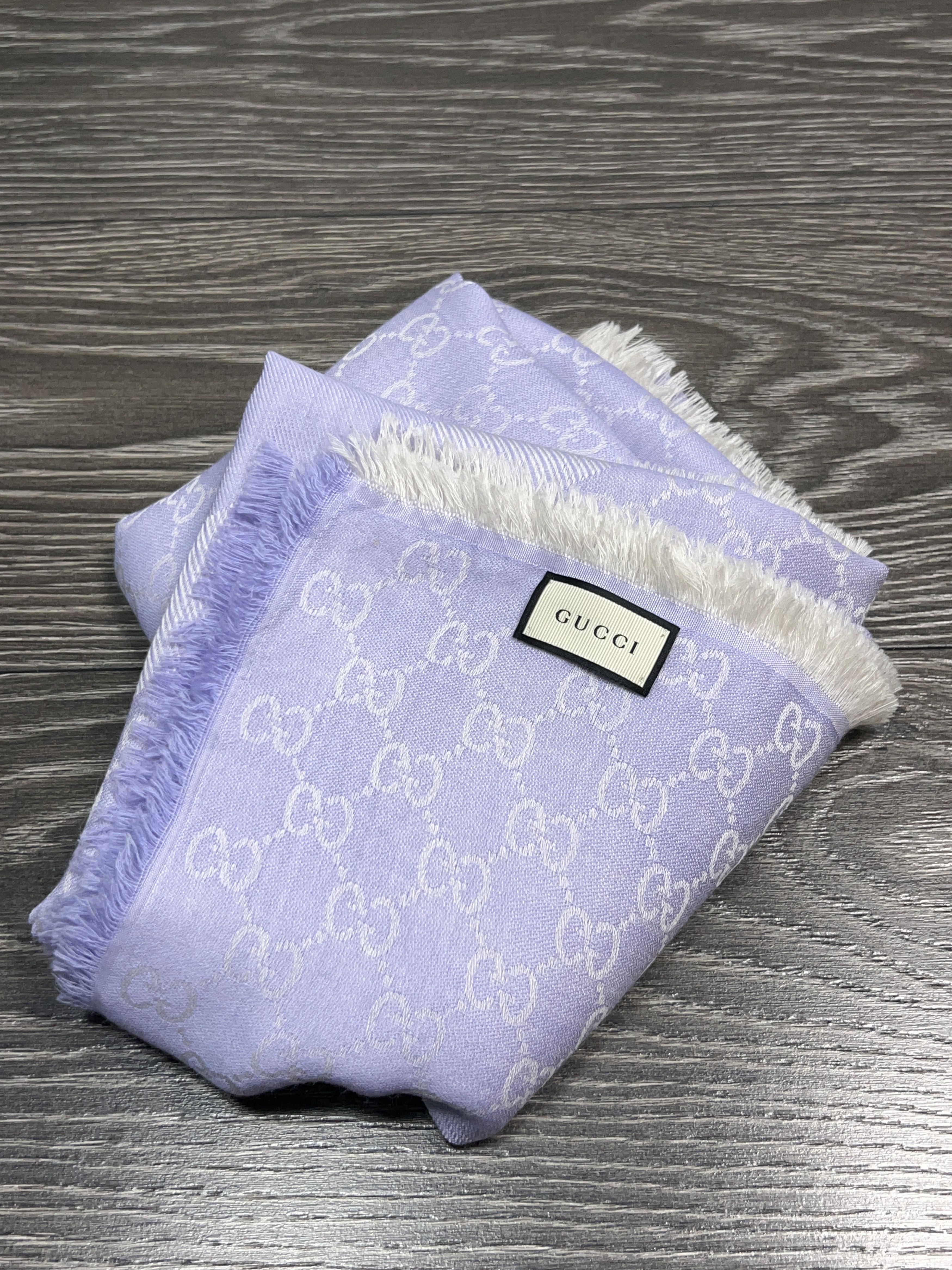 Gucci GG Guccissima Square Wool Silk 140x140 cm Purple Scarf Shawl Size ONE SIZE - 1 Thumbnail