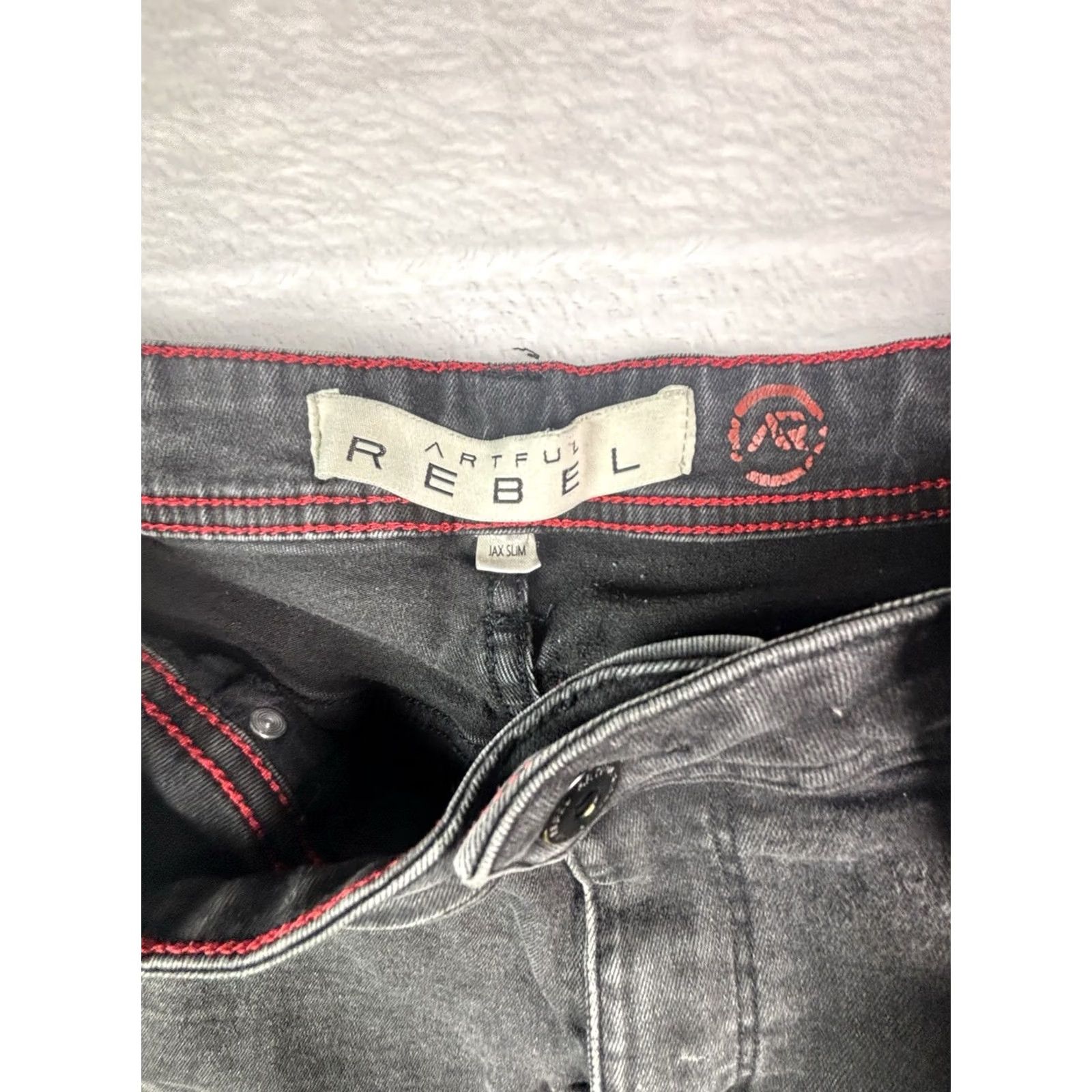 Vintage Artful Rebel Jeans Mens Size 34x30 Black Slim Fit Stretch Denim 5-Pocket Art Tapered Button Waist 34 Inseam 30 Inseam? Size US 34 / EU 50 - 6 Thumbnail