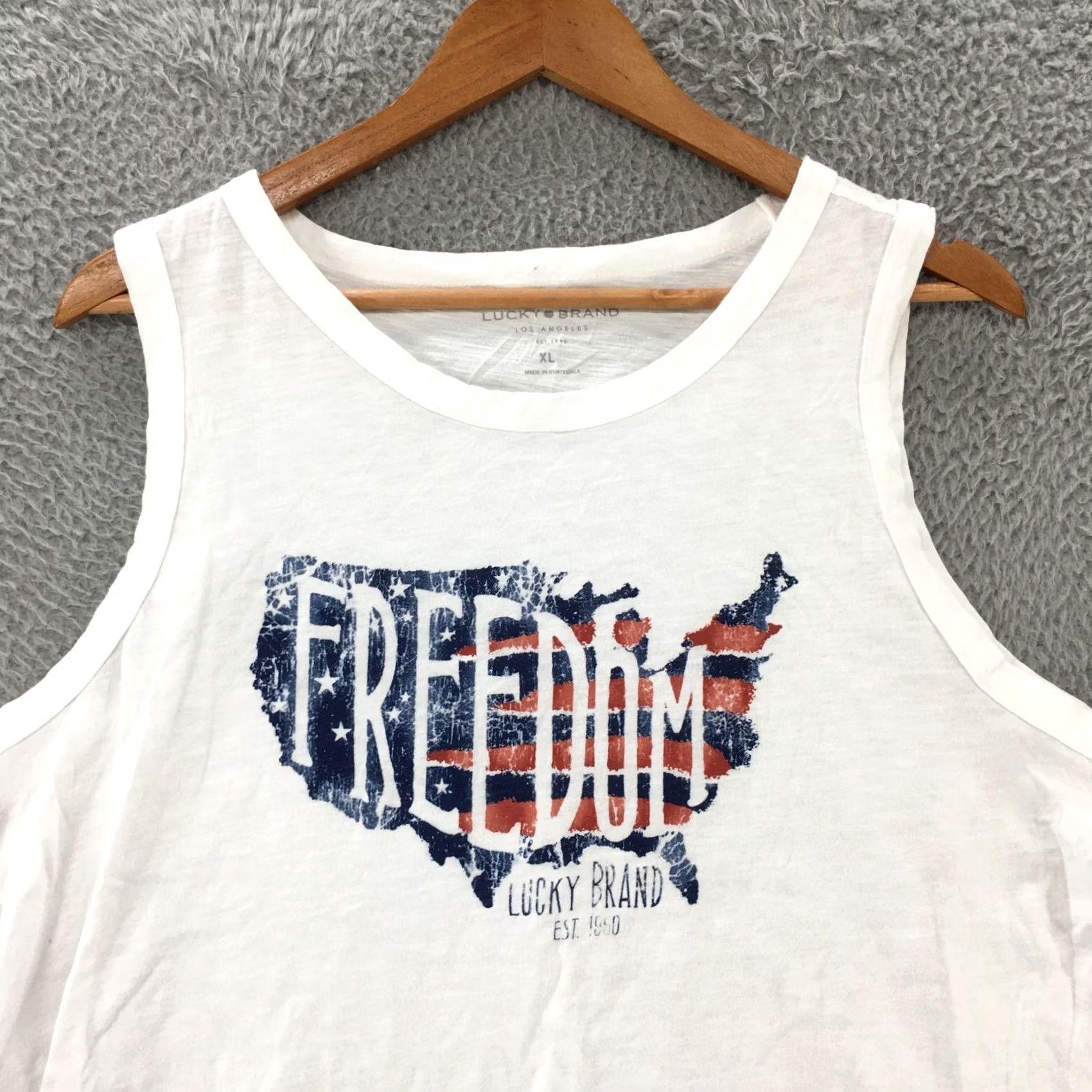 Lucky Brand Lucky Brand USA Map Freedom Flag Tank Top Womens XL White Sleeveless Cotton Size XL / US 12-14 / IT 48-50 - 2 Thumbnail