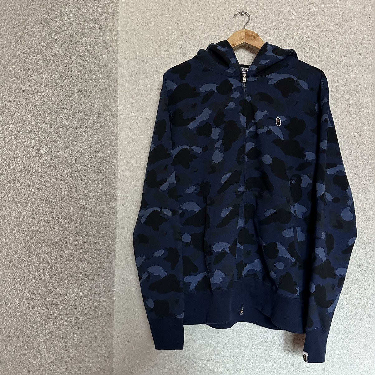 image of Bape Full Zip Hoodie Blue Camo, Men's (Size XL)