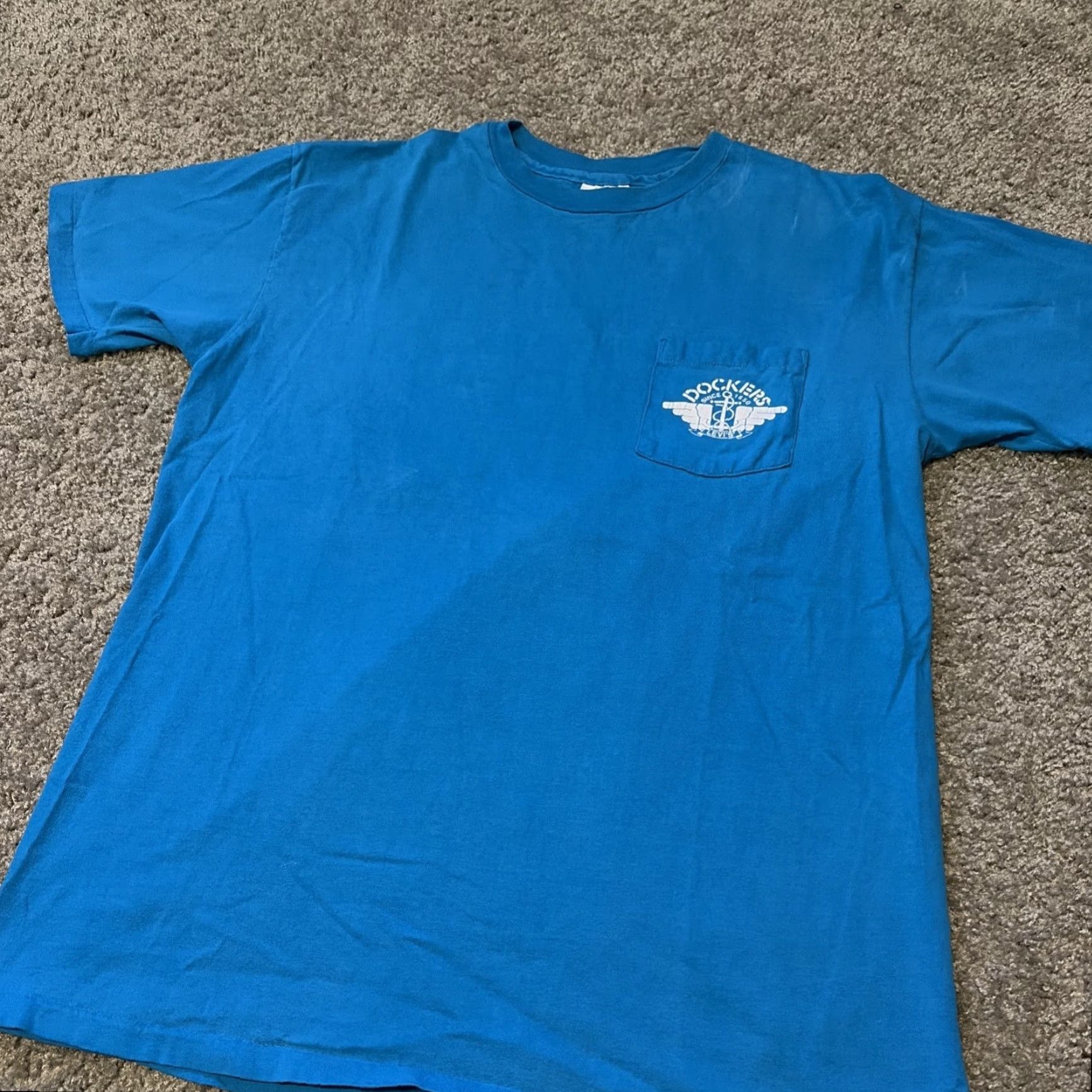 Hanes VINTAGE Dockers Levi’s Denim Promo Blue Pocket T-SHIRT XL Size US XL / EU 56 / 4 - 4 Thumbnail