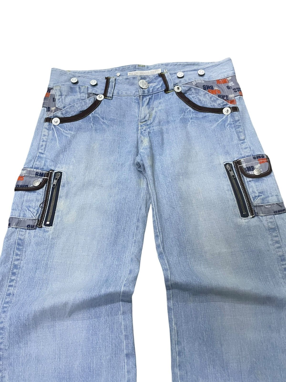 Hysteric Glamour × Japanese Brand × Red Monkey Blue Moon Japan Flared Wide Leg Cargo Jeans Low Rise Size US 32 / EU 48 - 6 Thumbnail