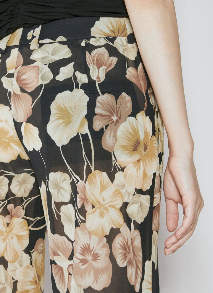 Saint Laurent Paris o1bcso1str1224 Flared Pants In Floral Silk Runway in Black Size 25" / US 0 / IT 36 - 5 Thumbnail