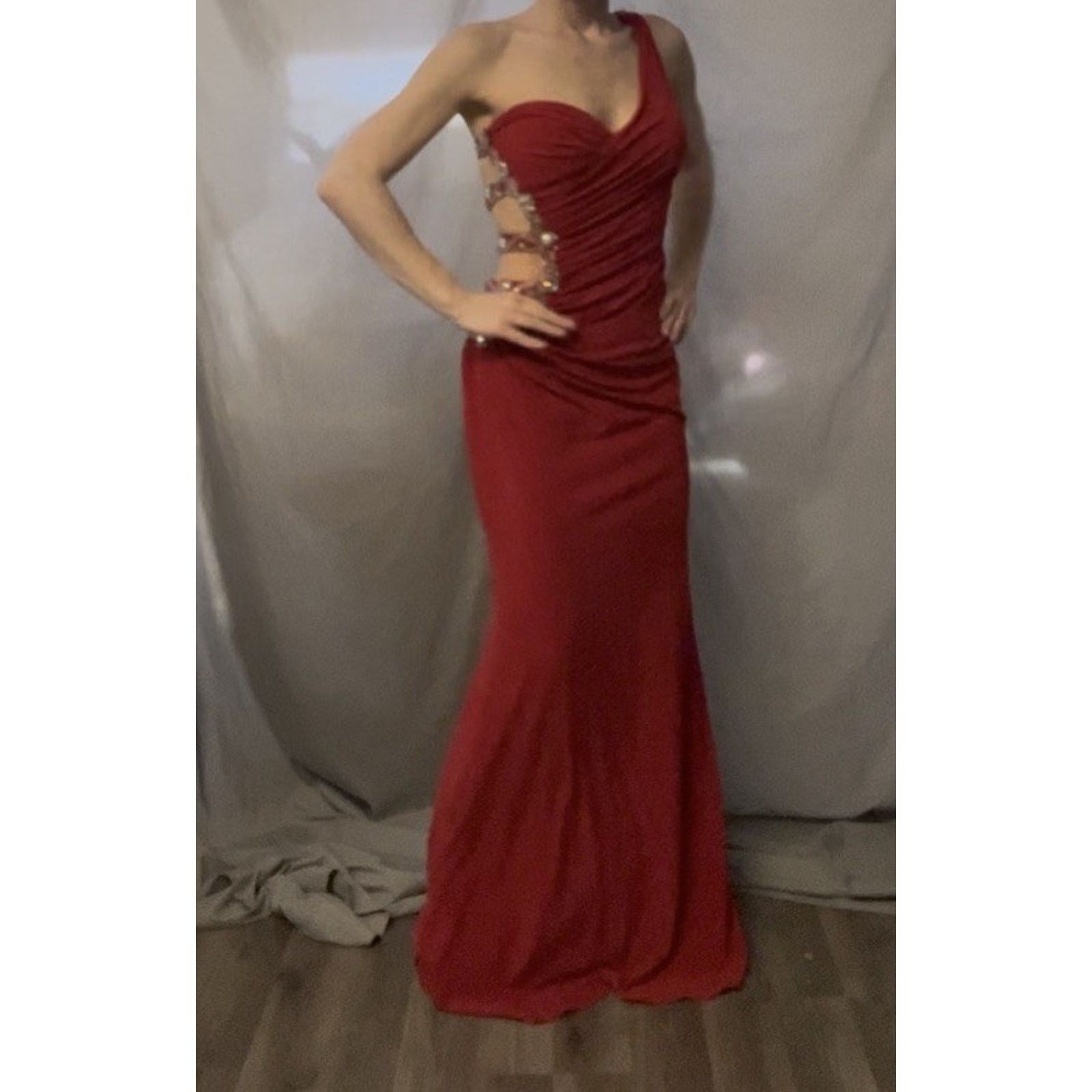 Other J asz Couture size 4 red Strappy Open Side & back Gem Dress Size S / US 4 / IT 40 - 16 Thumbnail