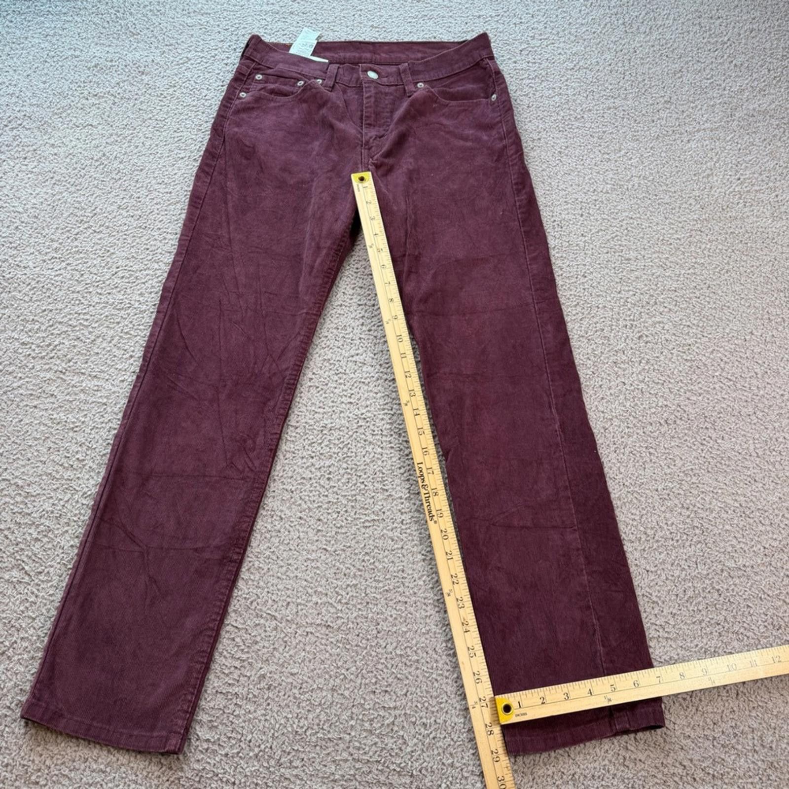Levi's Levis 511 Slim Fit Burgundy Corduroy Pants Mens 30x30 Maroon Size 30" / US 8 / IT 44 - 4 Thumbnail