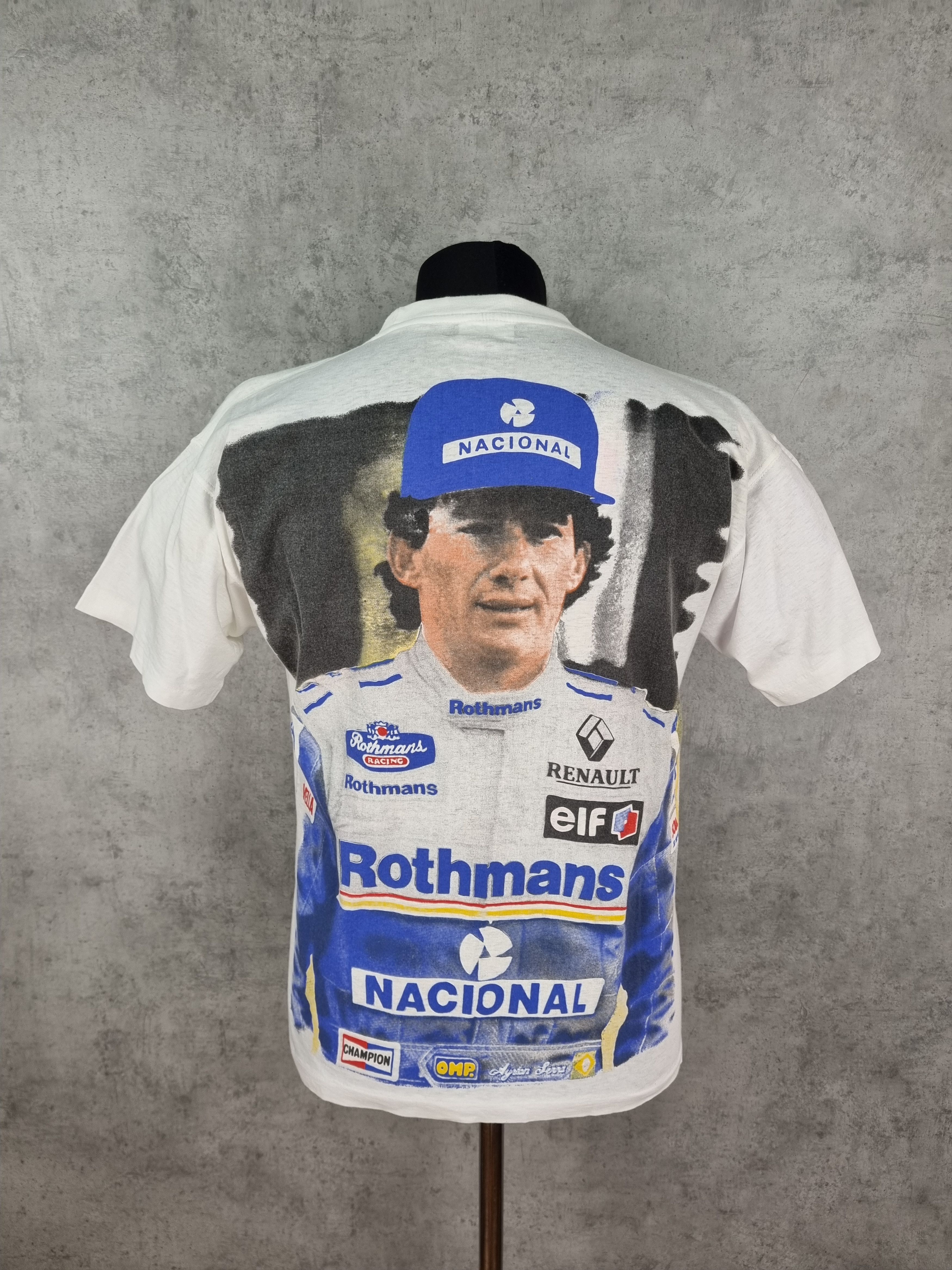 Vintage Single Stitch Ayrton Senna Rothmans Racing Tee Shirt Size US L / EU 52-54 / 3 - 10 Thumbnail