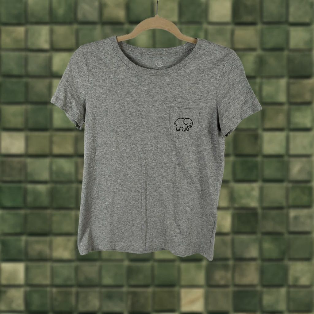 Vintage Ivory Ella Womens T-Shirt Gray Short Sleeve Crew Neck Beach Casual All Seasons 100% Cotton Small S Size S / US 4 / IT 40 - 1 Thumbnail