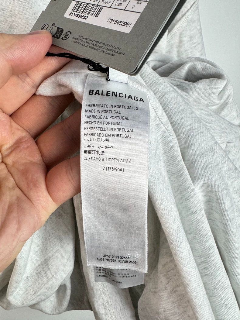 Balenciaga Balenciaga Gray Logo Embroidered Short Sleeve Tee Size US M / EU 48-50 / 2 - 5 Thumbnail