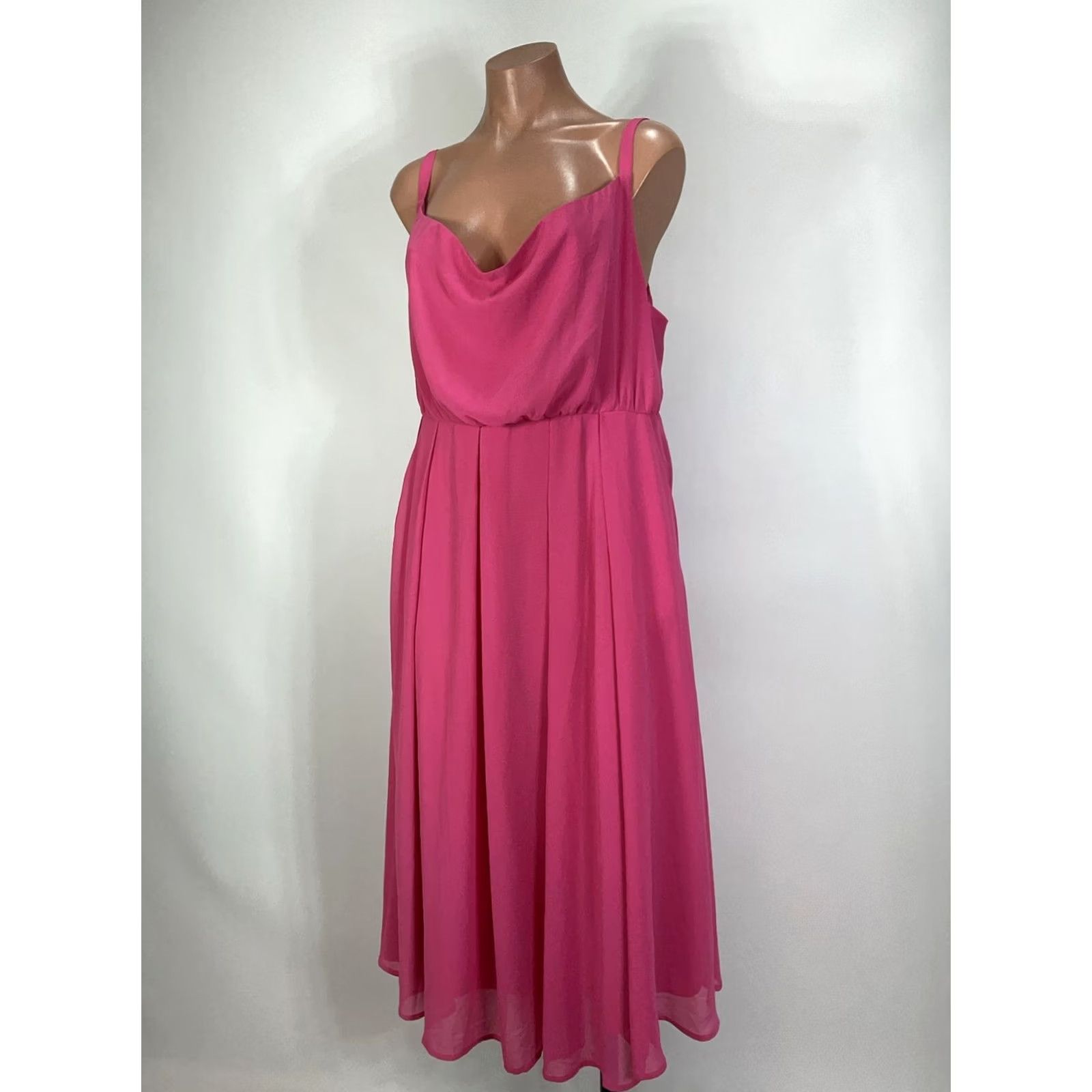 Torrid Torrid Pink 0X Maxi Chiffon Cowl Neck Pleated Dress Sundress Spaghetti Strap Size XL / US 12-14 / IT 48-50 - 7 Thumbnail