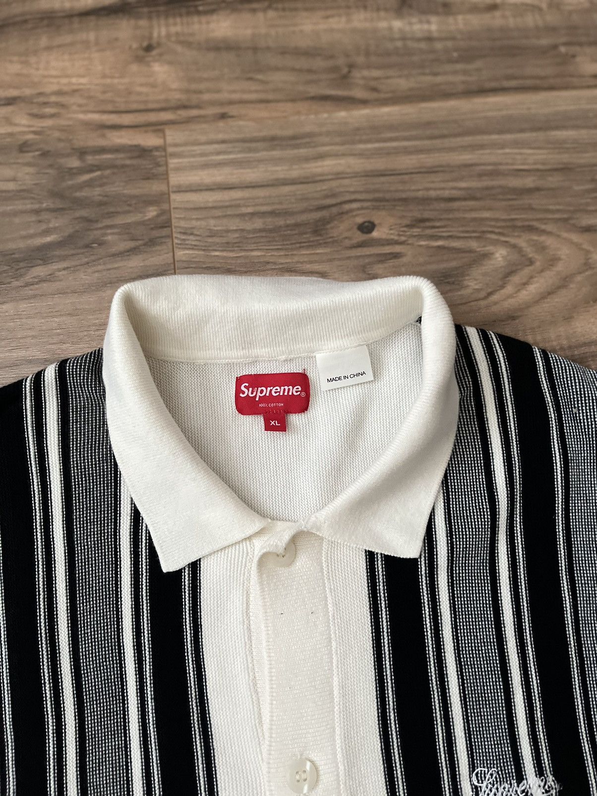 Supreme Supreme Stripe Button Up Polo Size US XL / EU 56 / 4 - 8 Thumbnail