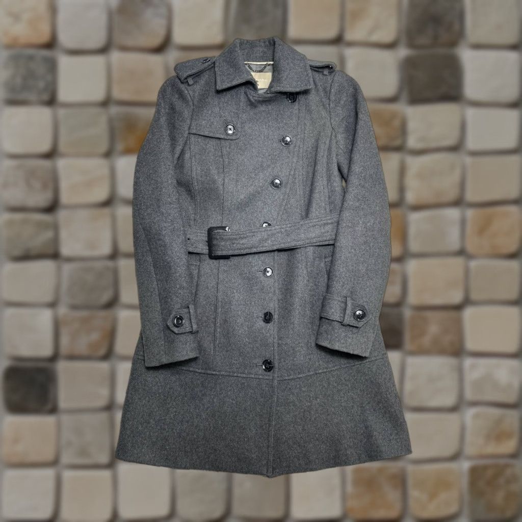 Banana Republic VINTAGE Banana Republic Trench Coat Womens 0 Gray Wool Belted Waist Single Breasted Size XS / US 0-2 / IT 36-38 - 1 Thumbnail