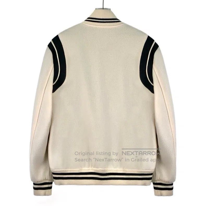 Saint Laurent Paris Saint Laurent Paris Beige Striped Stand Collar Single Brea Size US M / EU 48-50 / 2 - 2 Thumbnail