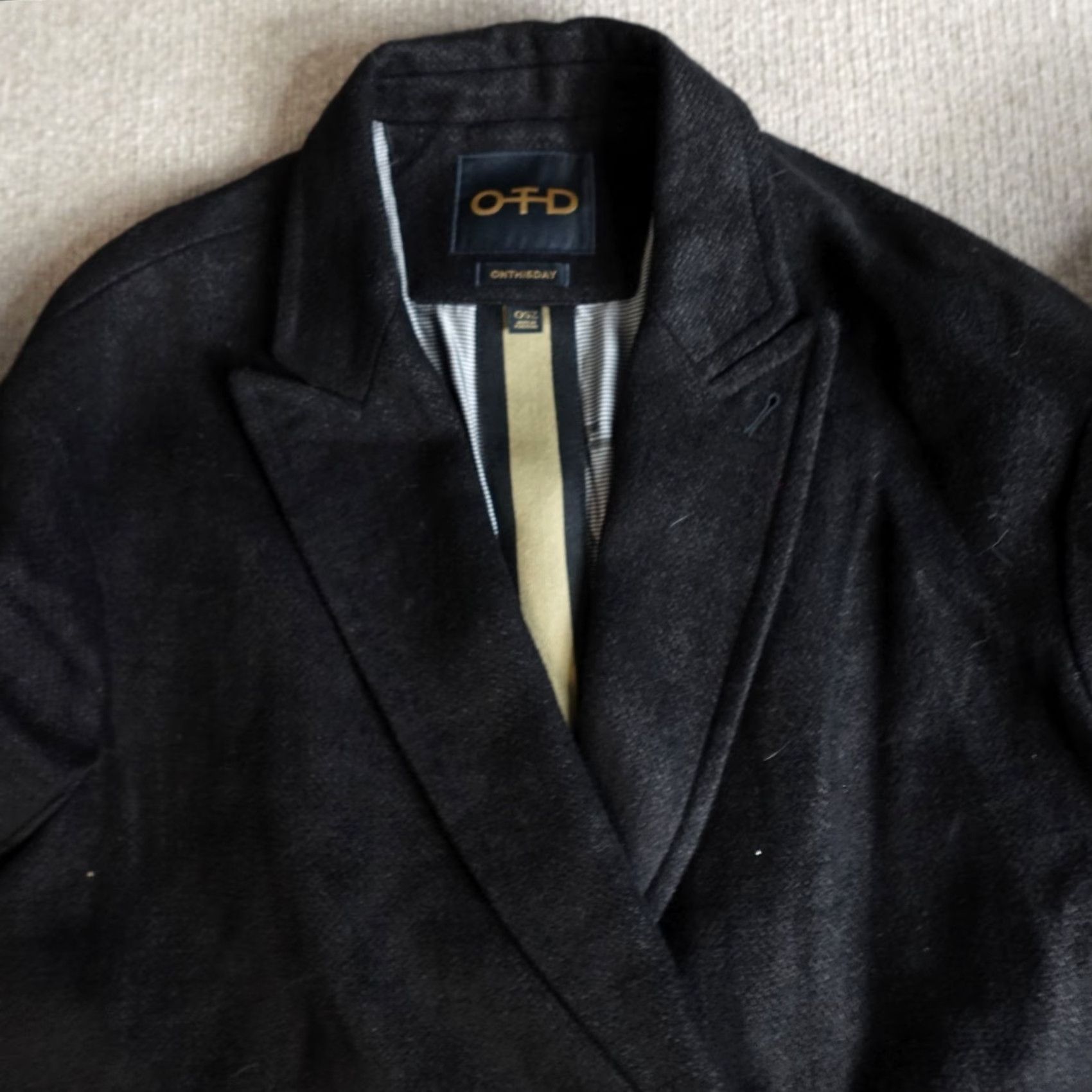 Vintage On This Day OTD Womens Coat OSZ Black Linen Oversized Long Sleeve Zip Casual Dry Clean Only Regular Size ONE SIZE - 2 Thumbnail