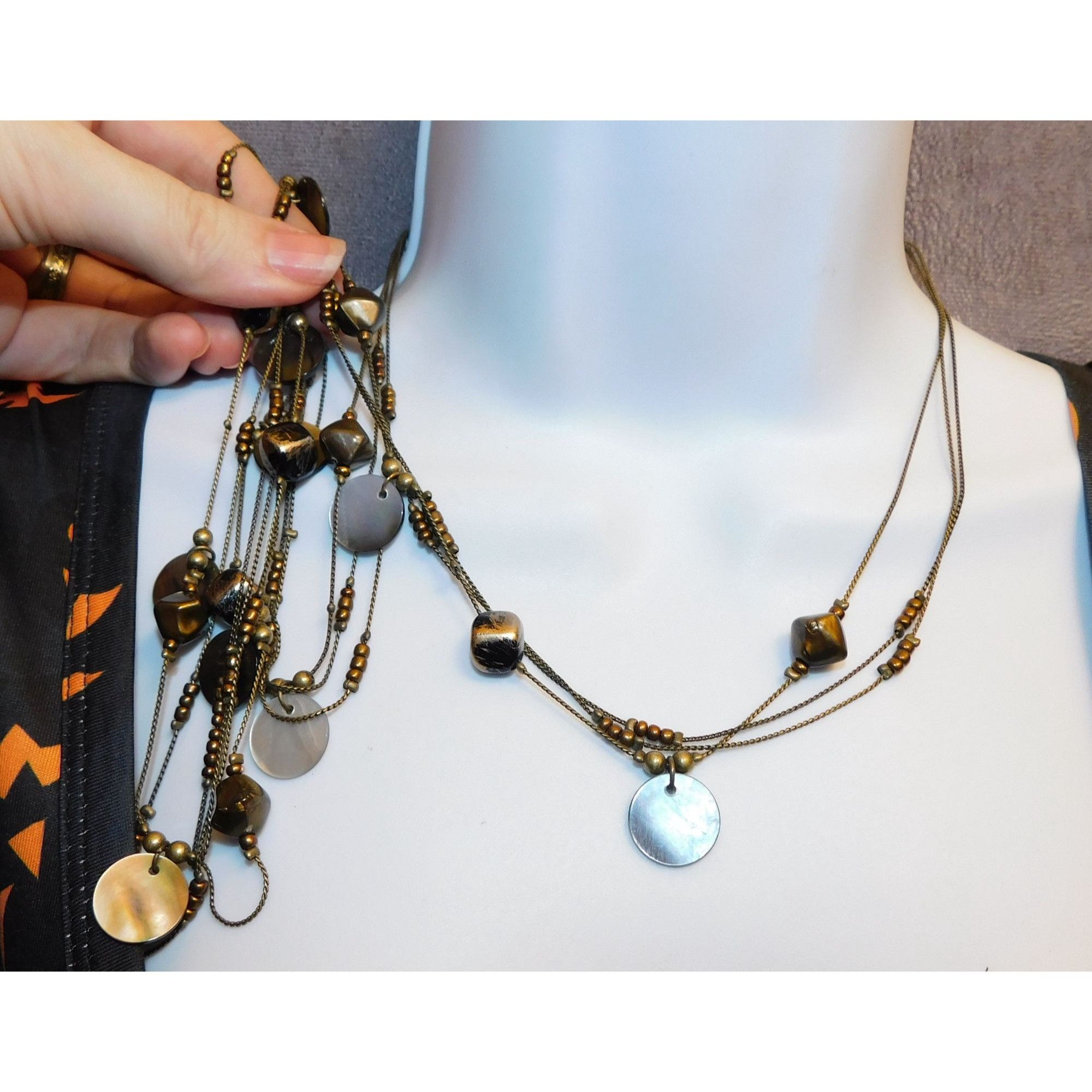 Other Multilayer Shell Disc Beaded Layered Station Necklace Size ONE SIZE - 2 Thumbnail