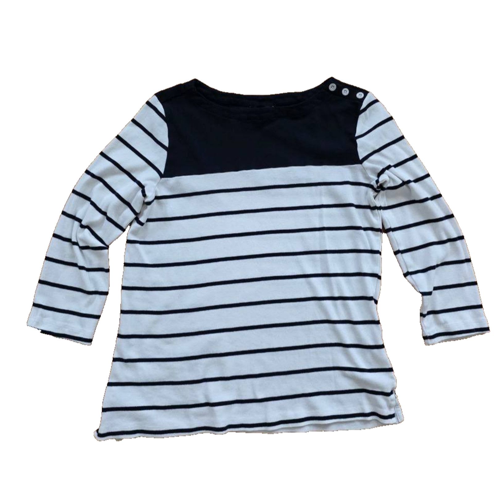Nautica Nautica Womens Breton Striped 3/4 Sleve Pure Shirt S A001557 Size S / US 4 / IT 40 - 3 Thumbnail