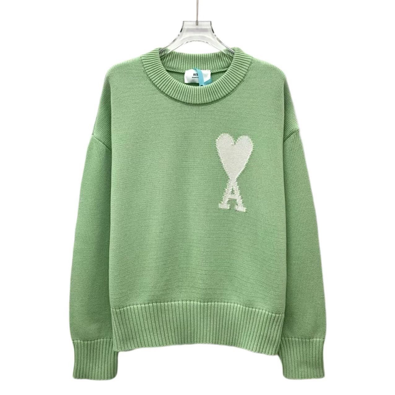 AMI Ami Green Heart Letter Knit Sweater Size S / US 4 / IT 40 - 1 Thumbnail