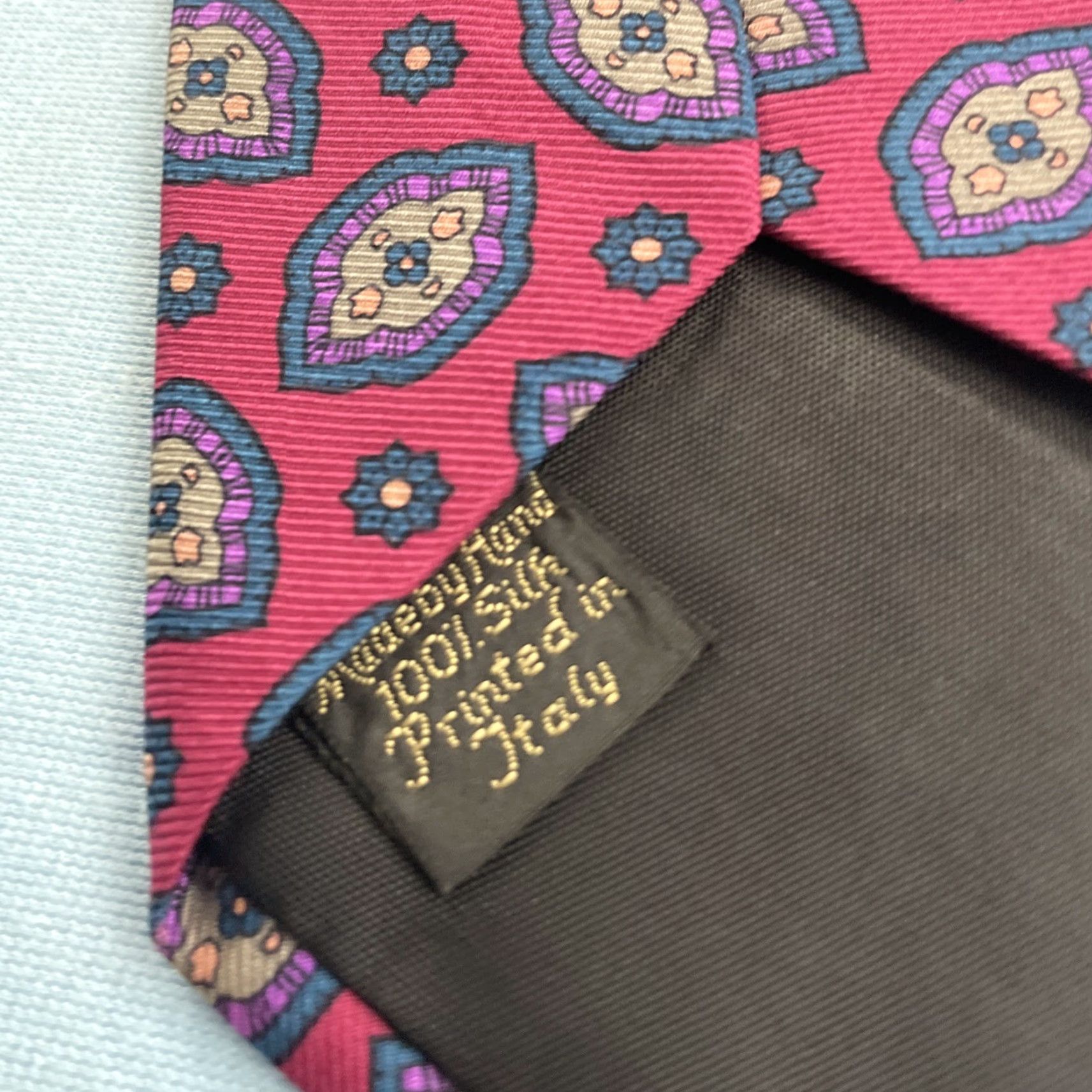 Vintage FERRELL REED Italy Silk Tie Sacred Shakra Geometry Pink Magenta Green vtg 3.5x60 Cap­sule Wide Necktie Men Pattern: Geometric Size ONE SIZE - 6 Thumbnail