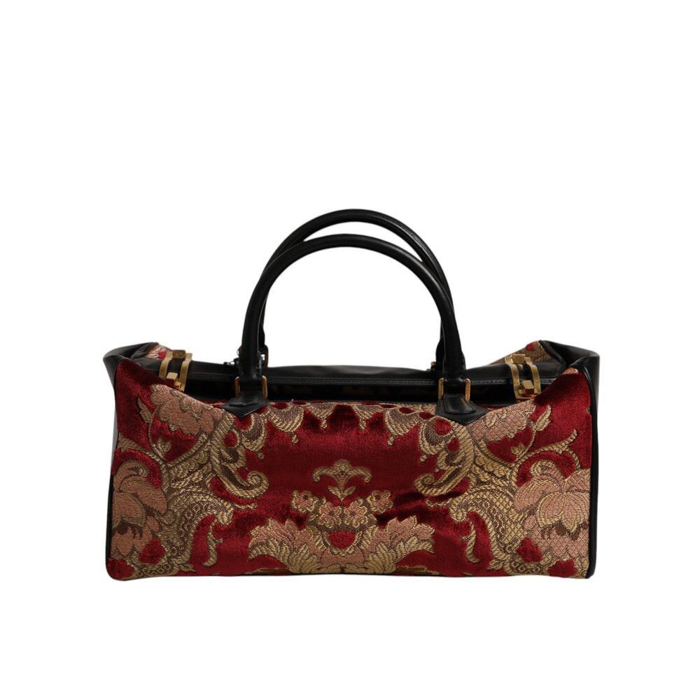 Dolce & Gabbana Dolce & Gabbana Multicolor Leather Brocade Velvet Travel Duf Size ONE SIZE - 2 Thumbnail