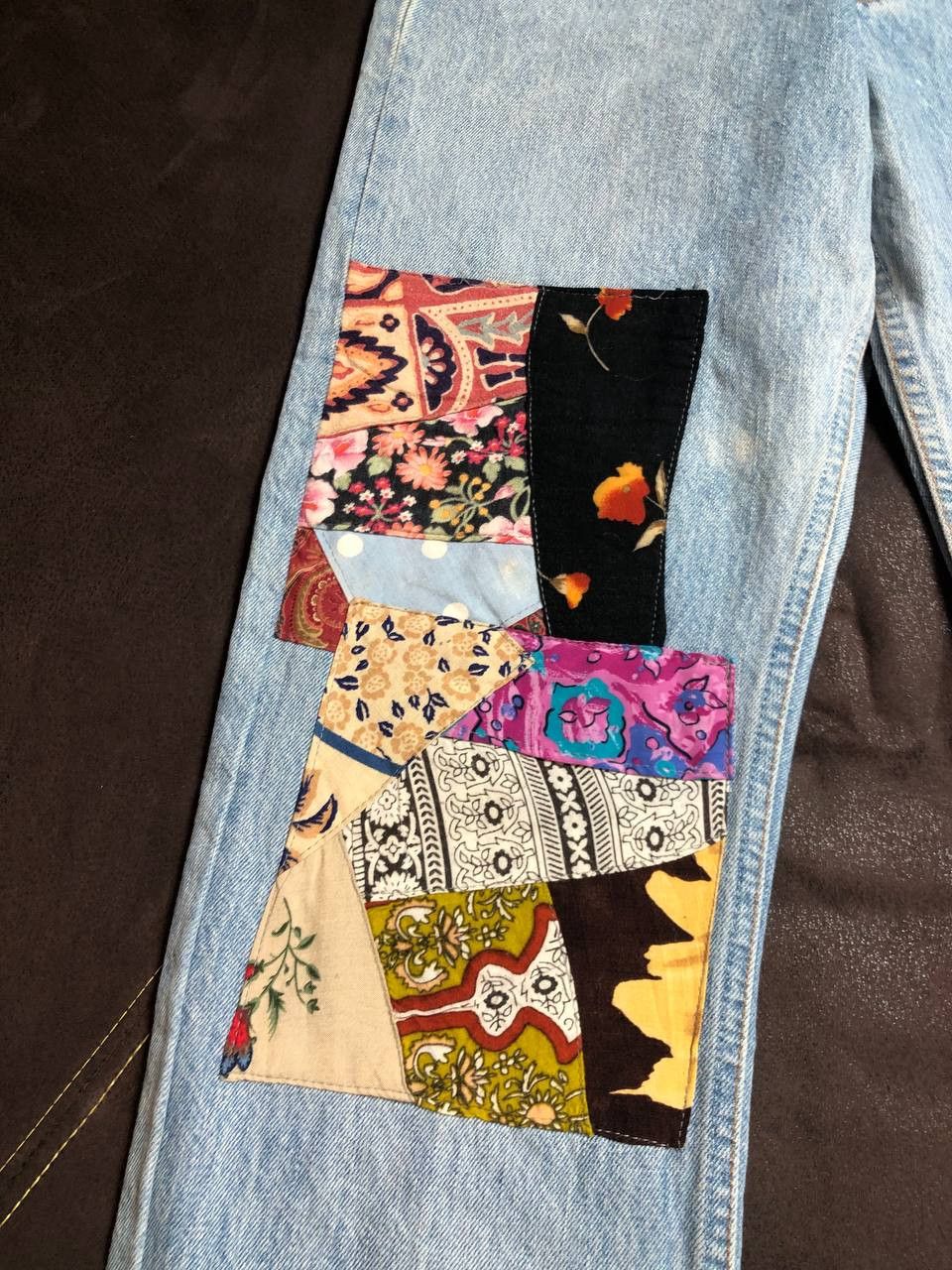 Levi's Levi's 501 patchwork straight leg jeans with a raw hem Size US 30 / EU 46 - 6 Thumbnail