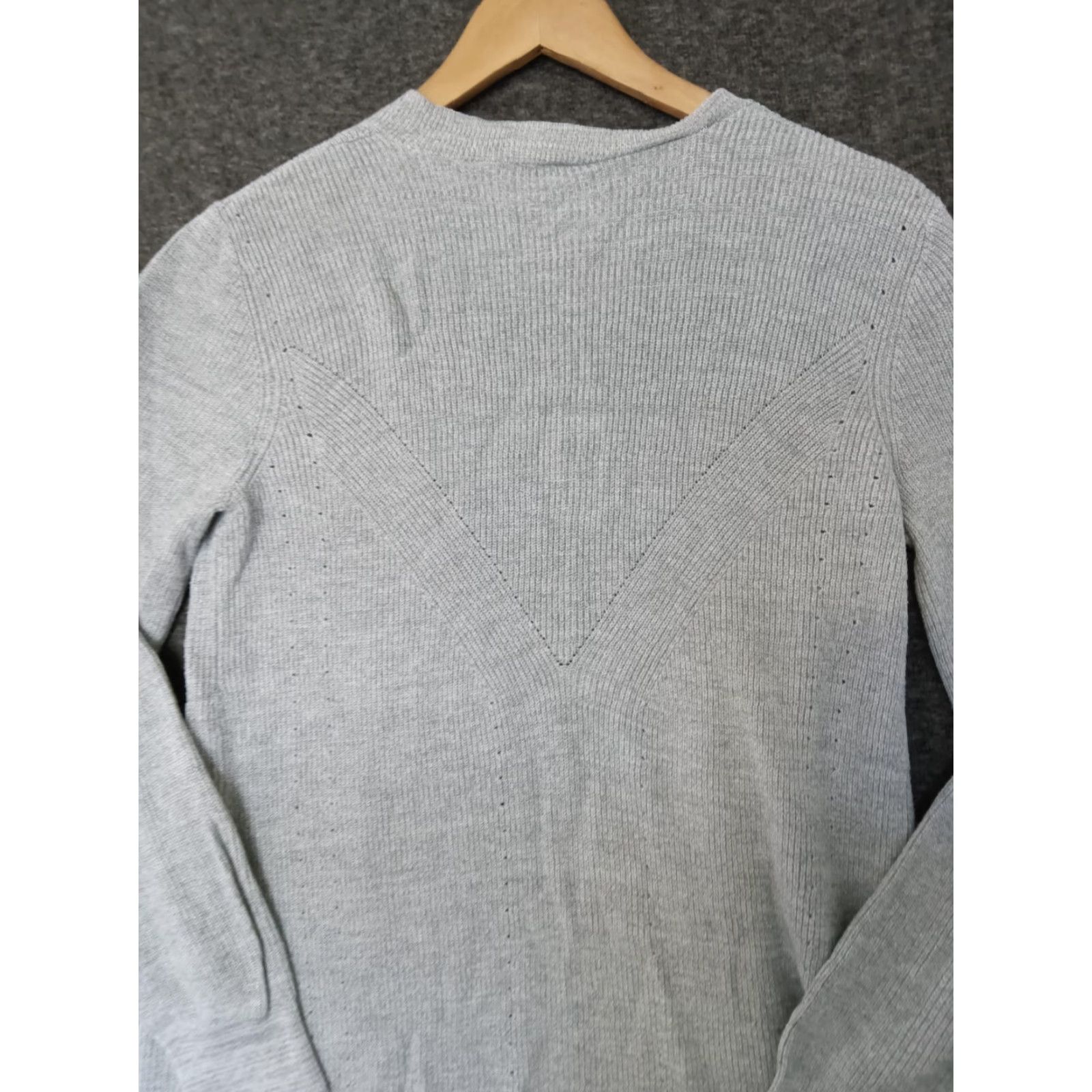 Vintage DYNAMITE Cardigan Women's M Gray Open Knit Long Sleeve V-Neck Casual Workwear Open Front Pockets Size M / US 6-8 / IT 42-44 - 7 Thumbnail