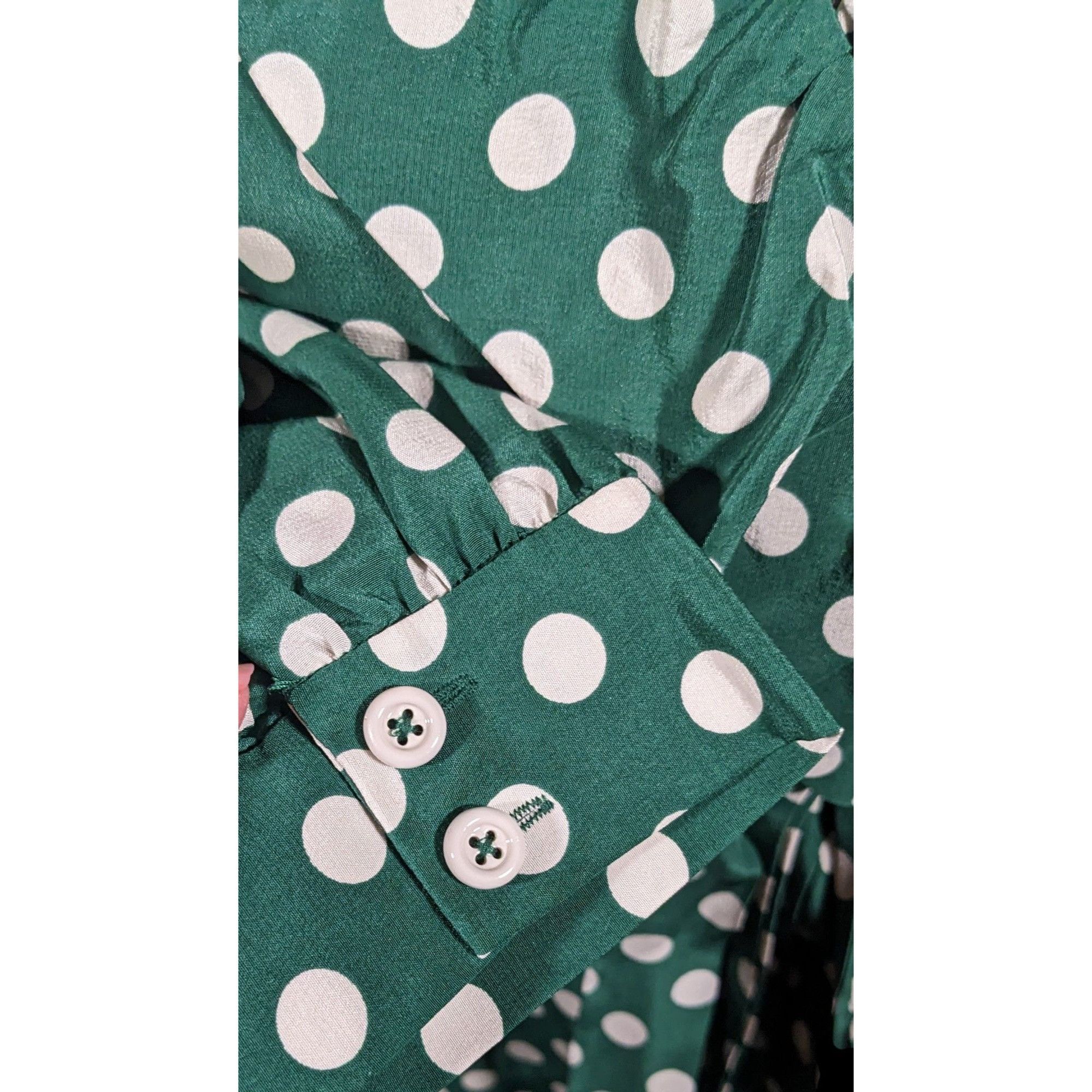 Kate Spade Kate Spade Daniella Silk Green And White Polka Dot Wrap Dre Size M / US 6-8 / IT 42-44 - 4 Thumbnail
