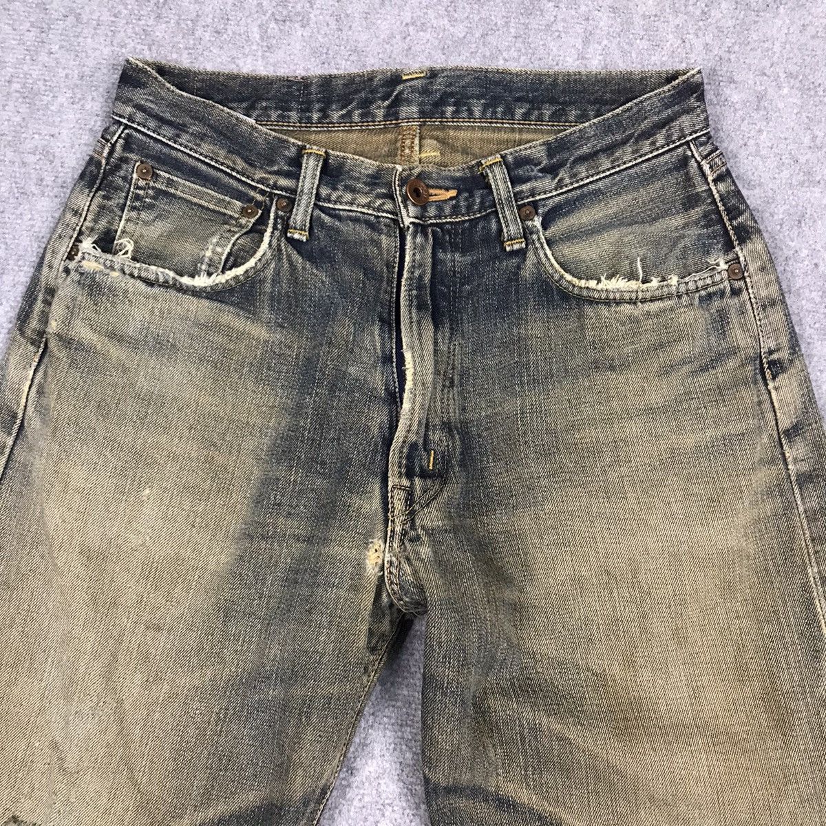 Japanese Brand RIPPED DISTRESSED RUST DENIM EDWIN JAPAN DENIM PANTS Size US 28 / EU 44 - 7 Thumbnail