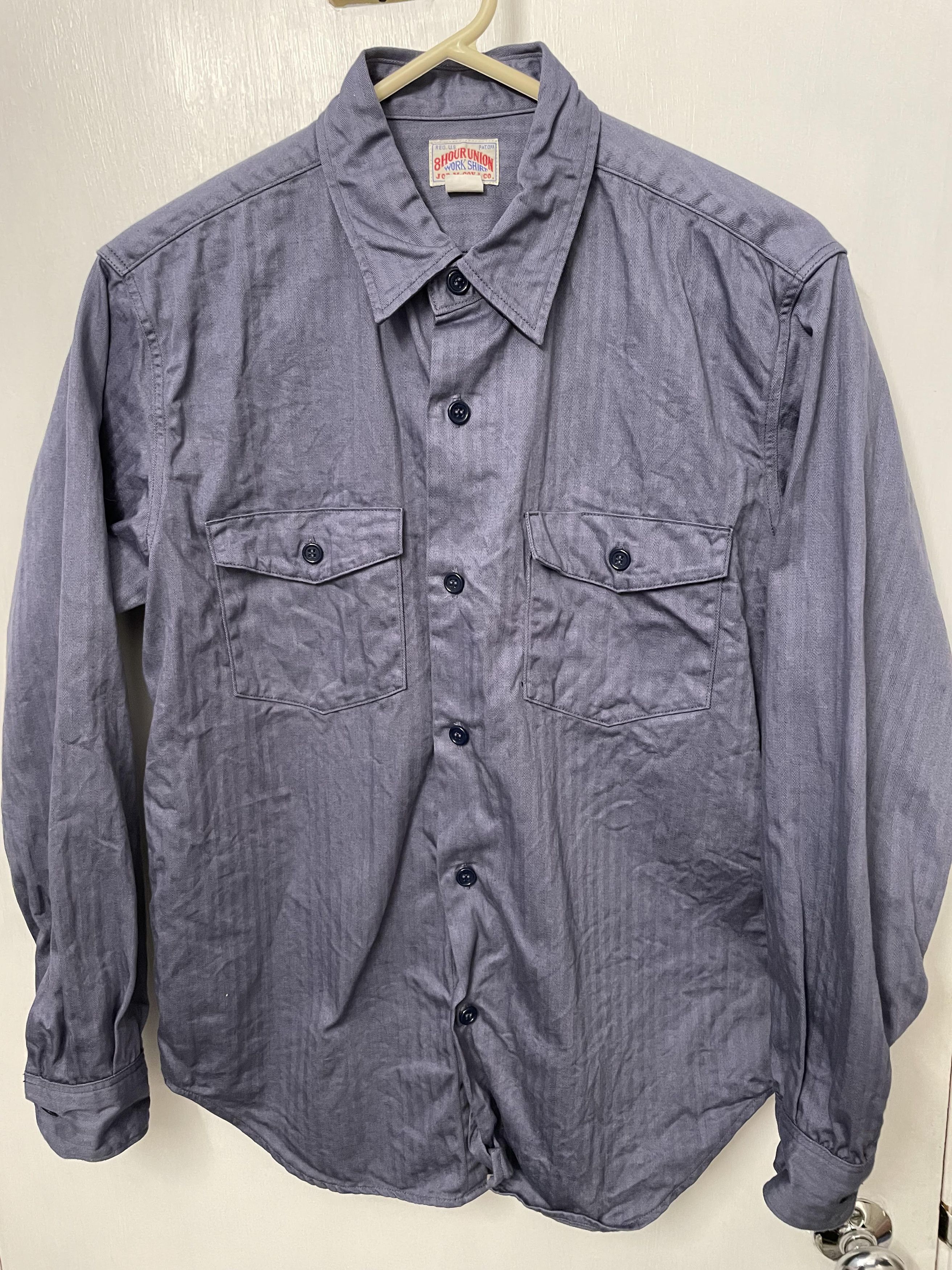 The Real McCoy's Real McCoy's 8HU herringbone work shirt, S ink blue Size US S / EU 44-46 / 1 - 1 Thumbnail
