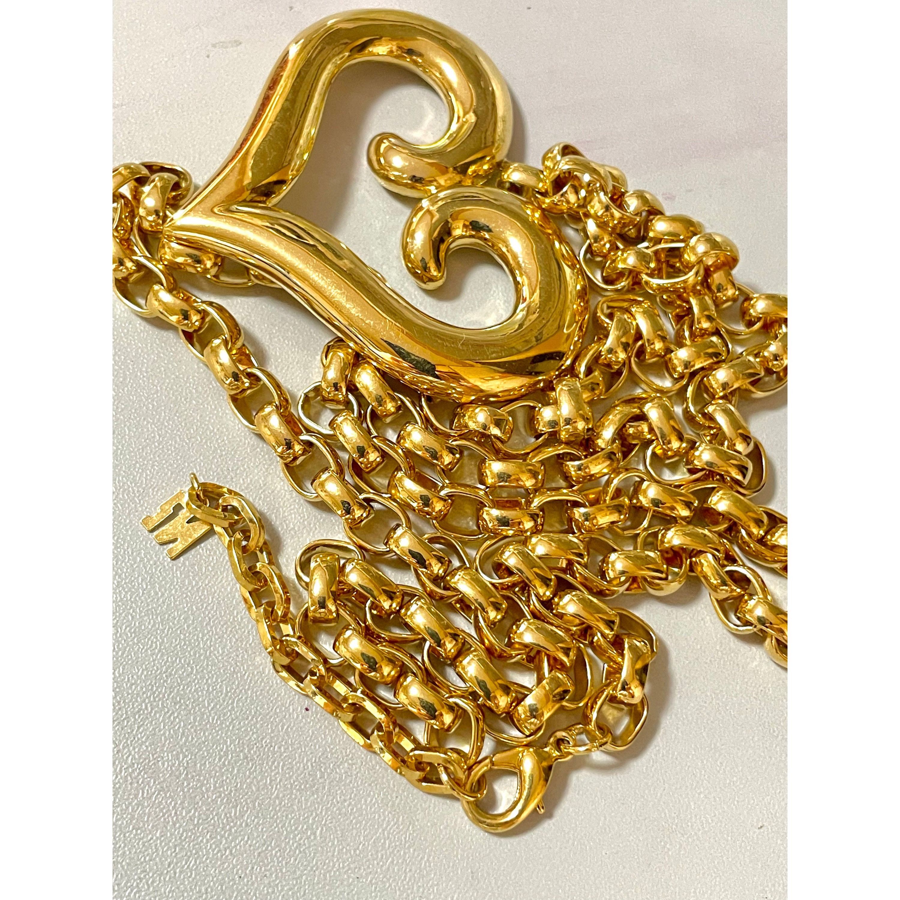 Nina Ricci Vintage Nina Ricci large chain necklace with heart top Size ONE SIZE - 4 Thumbnail