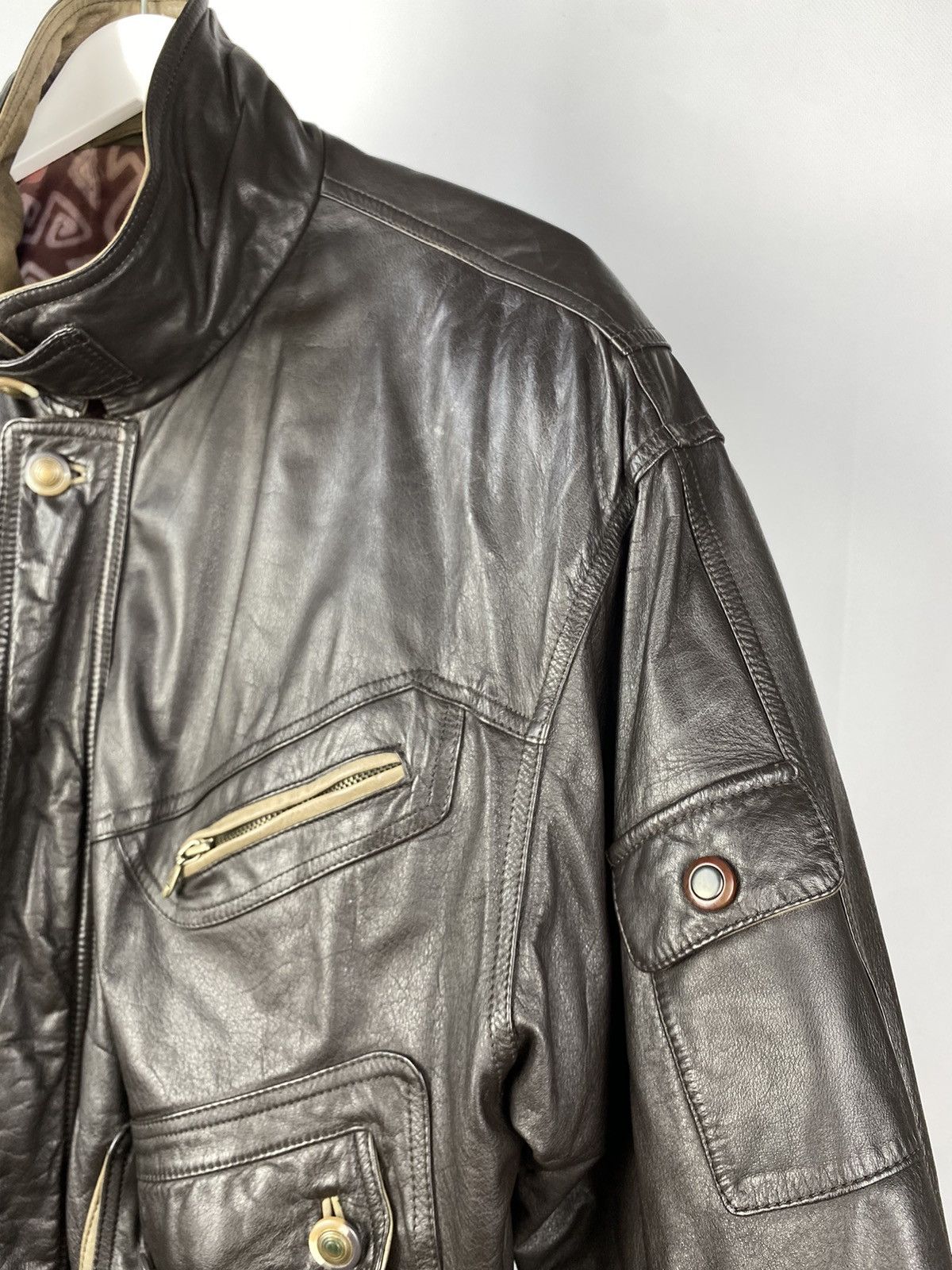 Vintage Vintage Leather Jacket Genuine Leahter bomber Moto Oldmoney Size US L / EU 52-54 / 3 - 7 Thumbnail